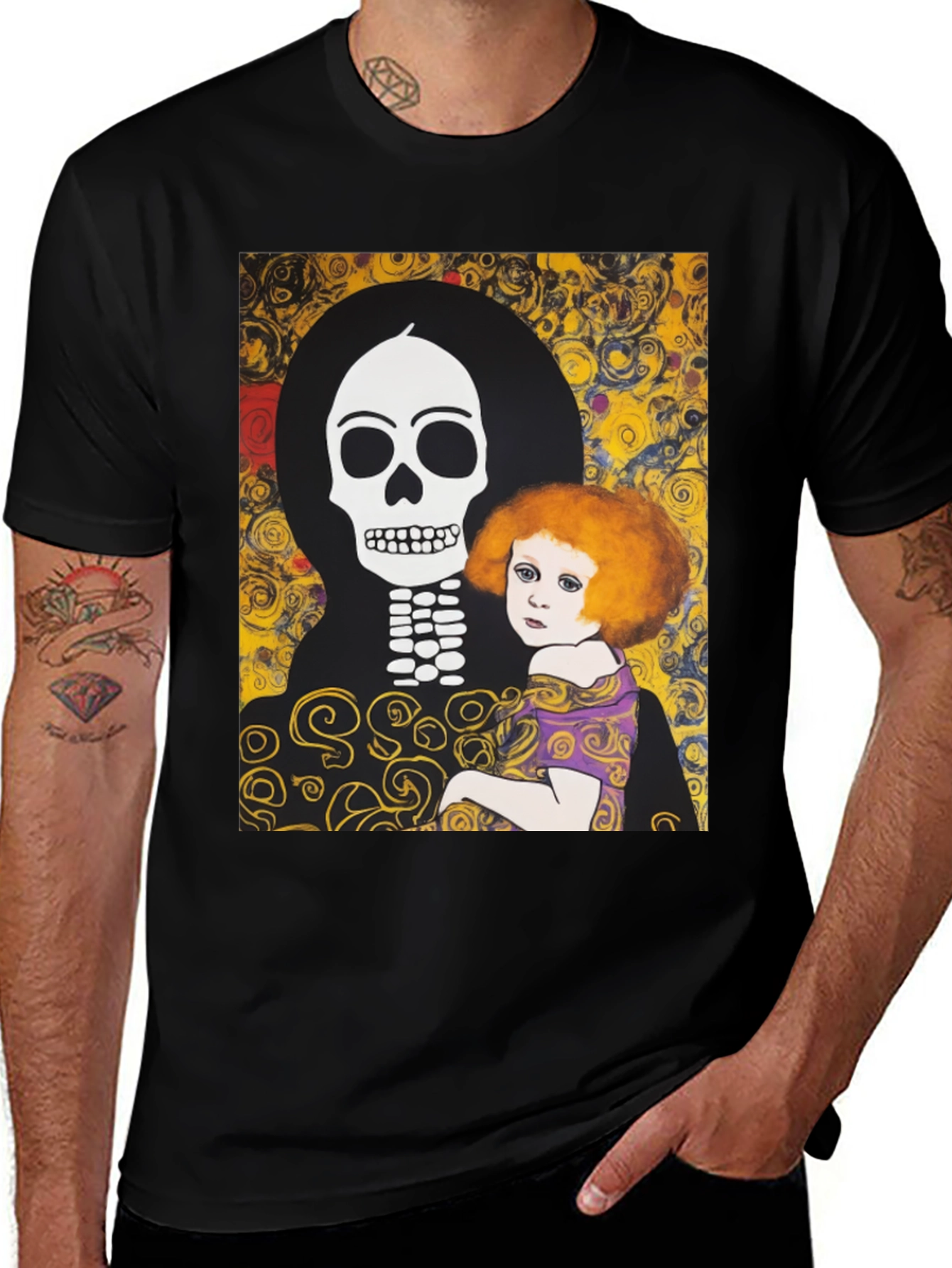 Variant 12 of Klimt Death & Life Graphic Tee - Dark Humor Art