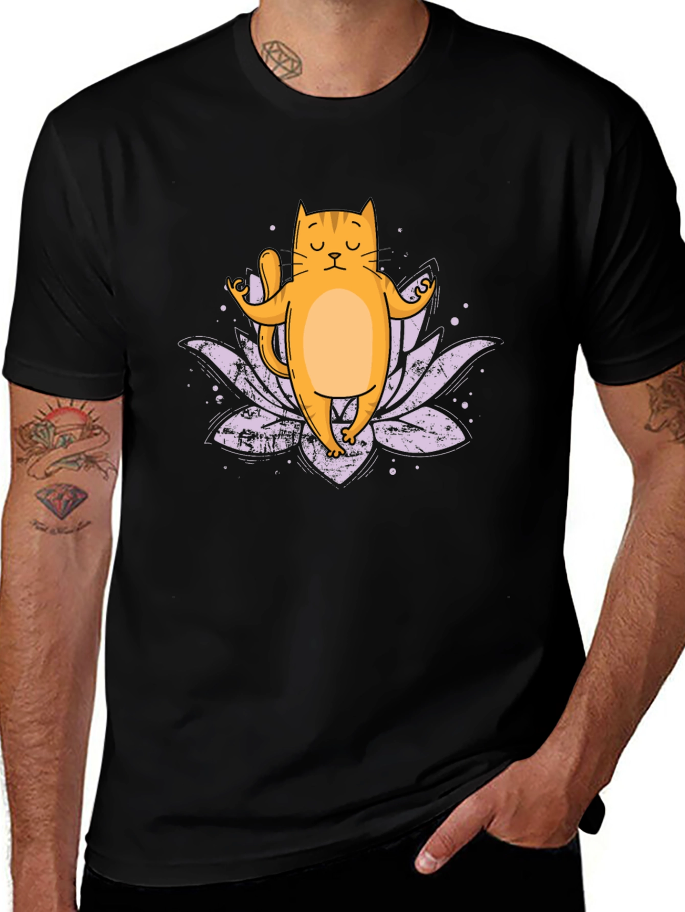 Variant 27 of Yoga Cat Graphic T-Shirt - Zen Kitten Lotus Tee
