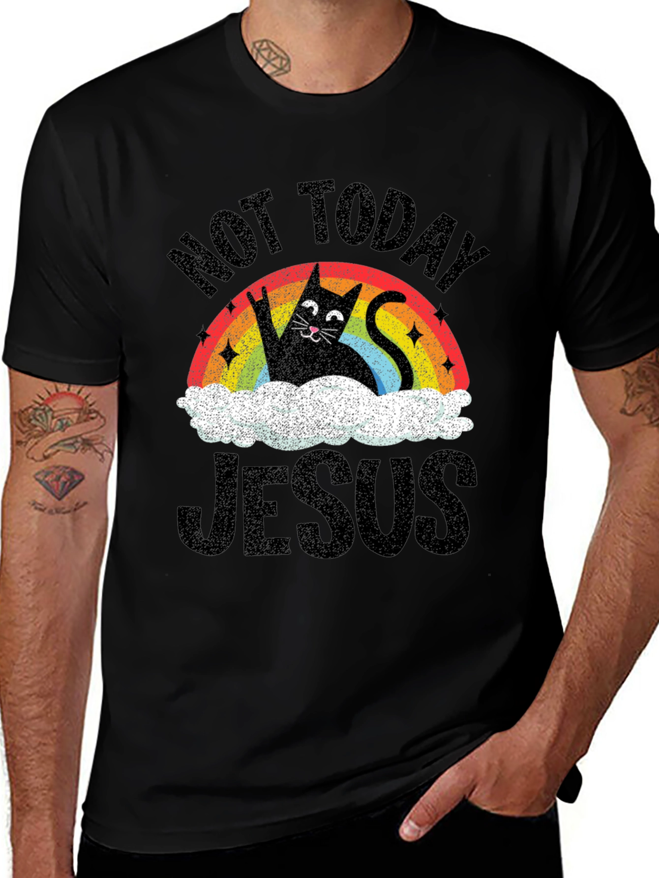 Variant 17 of Not Today Jesus Cat Graphic Tee
