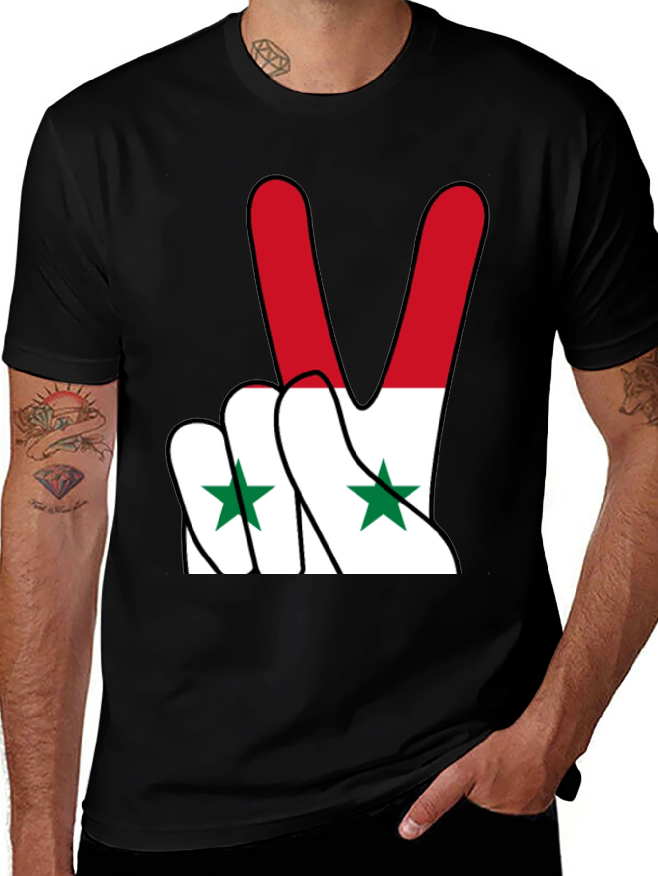 Syria Flag Peace Sign T-Shirt