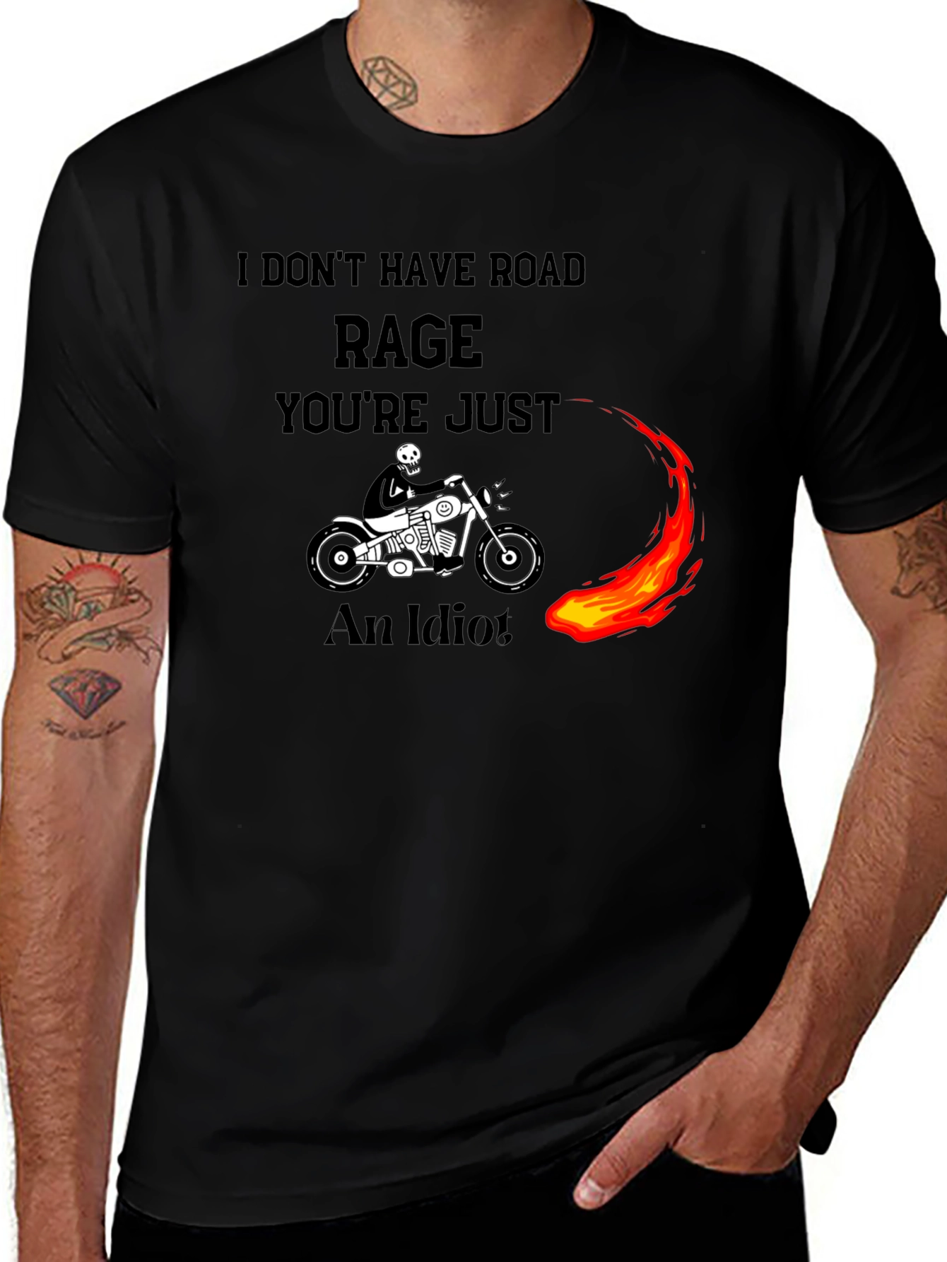 Road Rage Skeleton Biker T-Shirt