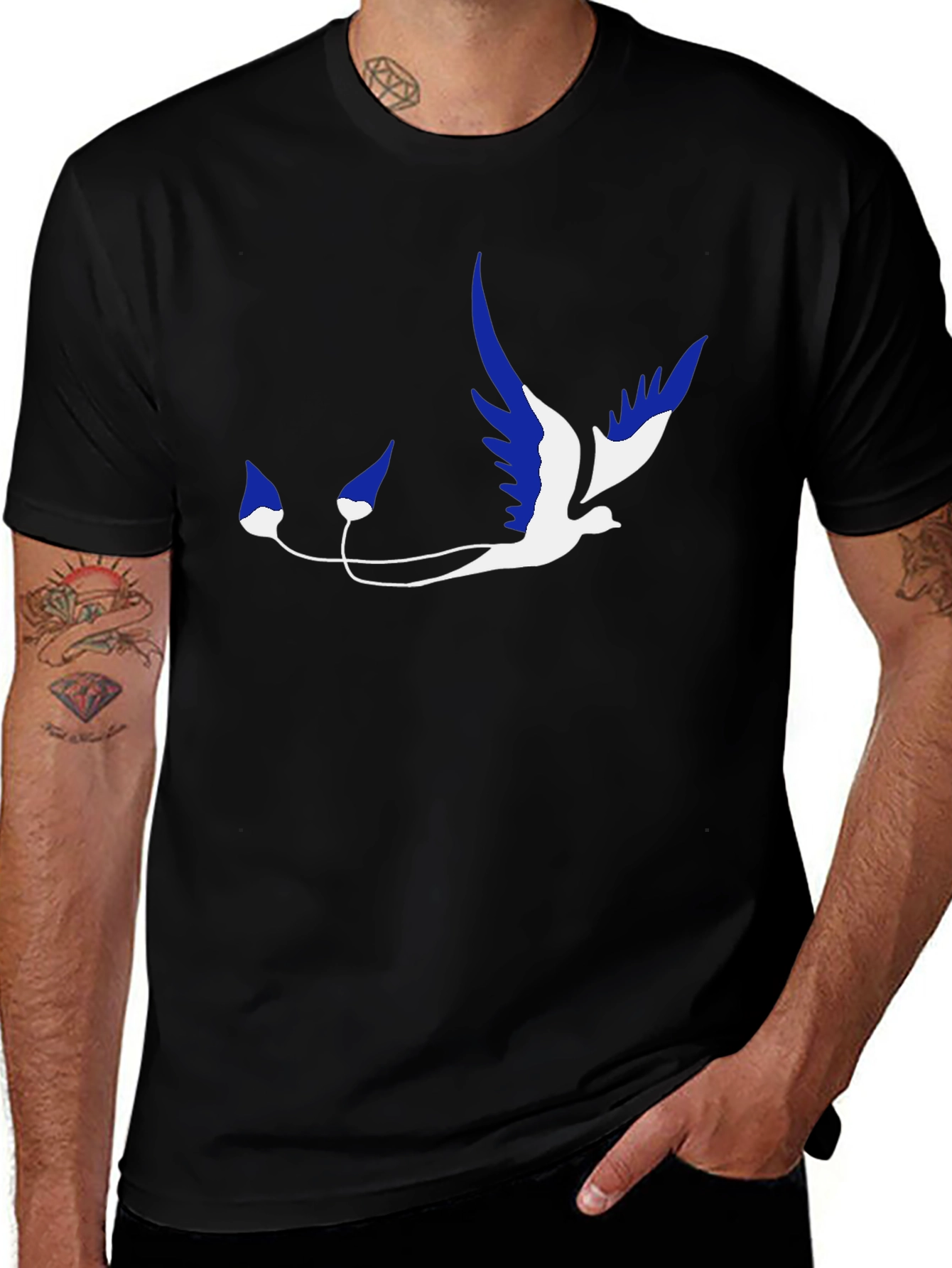 Variant 9 of Stylish Black T-Shirt with Unique Bird Graphic