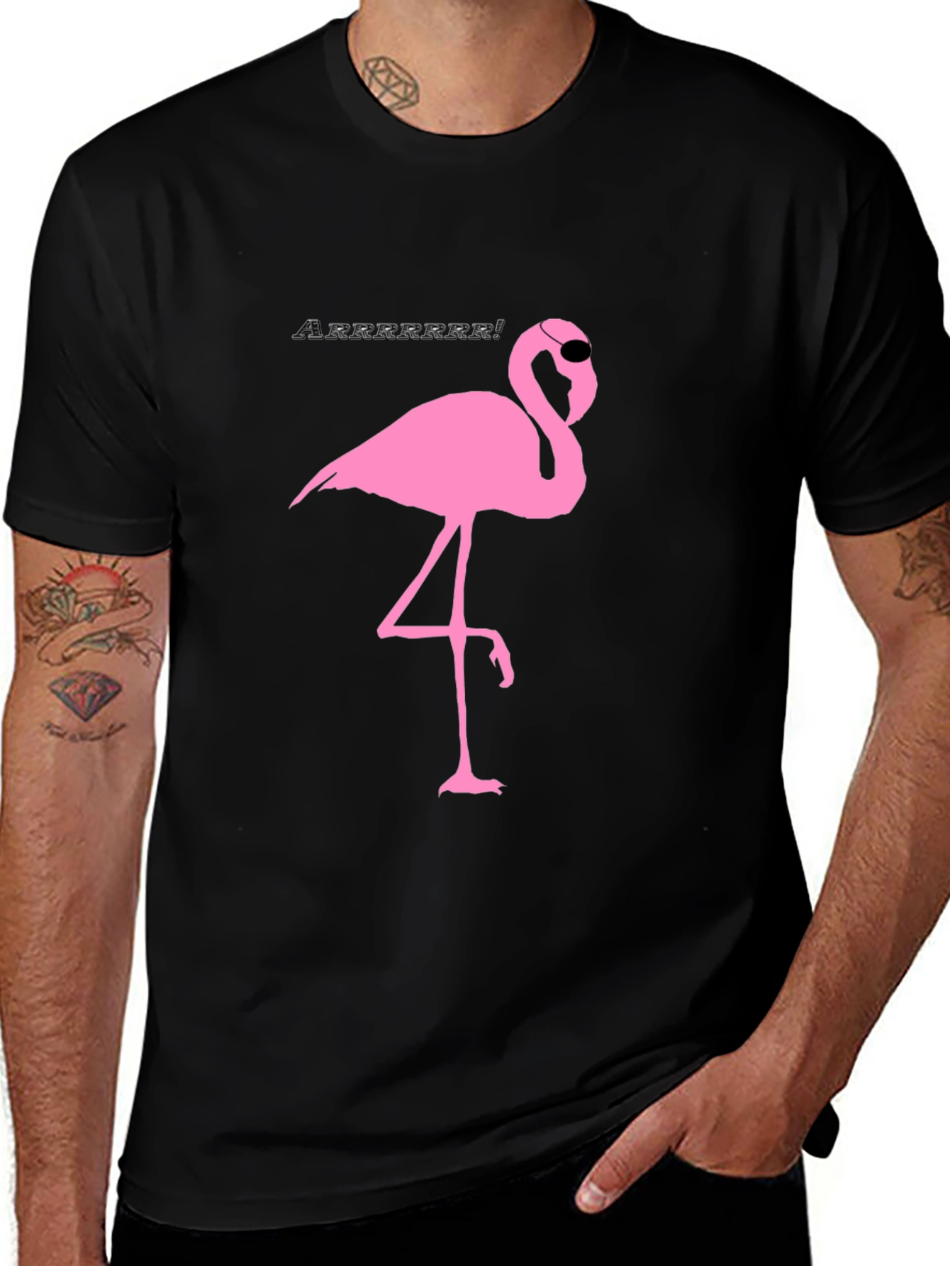 Variant 12 of Pirate Flamingo Black T-Shirt