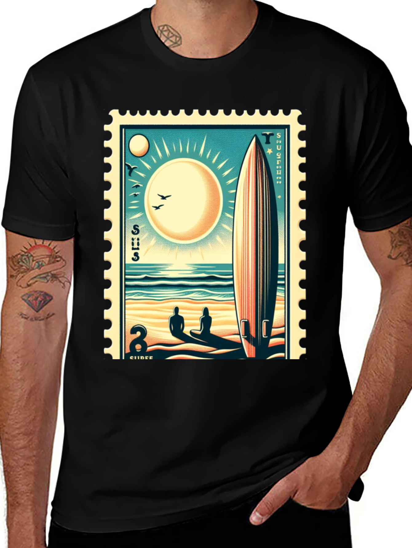 Variant 30 of Surfing Stamp Tee