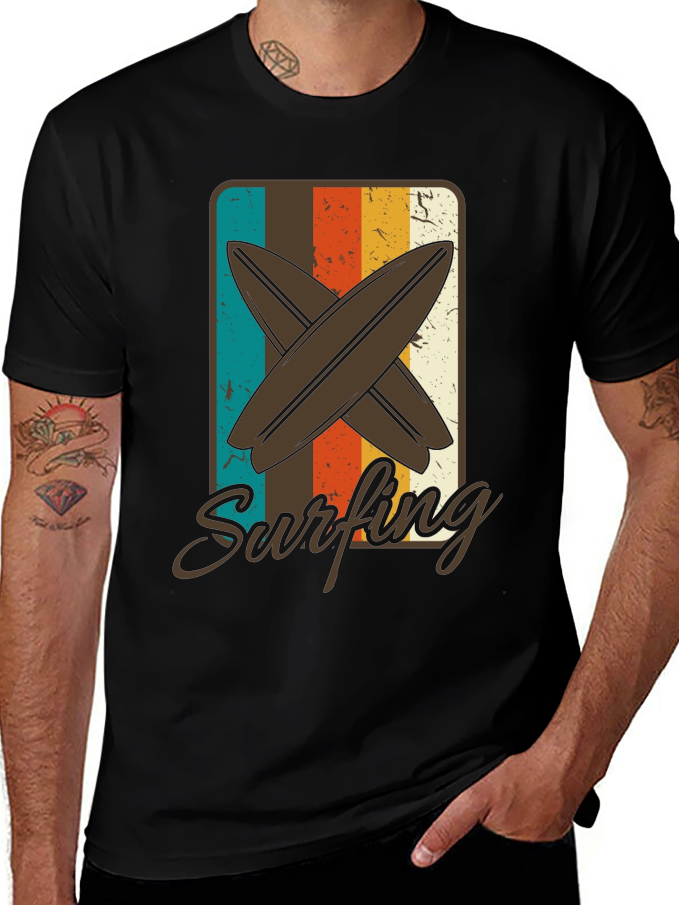 Variant 7 of Retro Surfing T-Shirt - Vintage Style Surfboards Tee