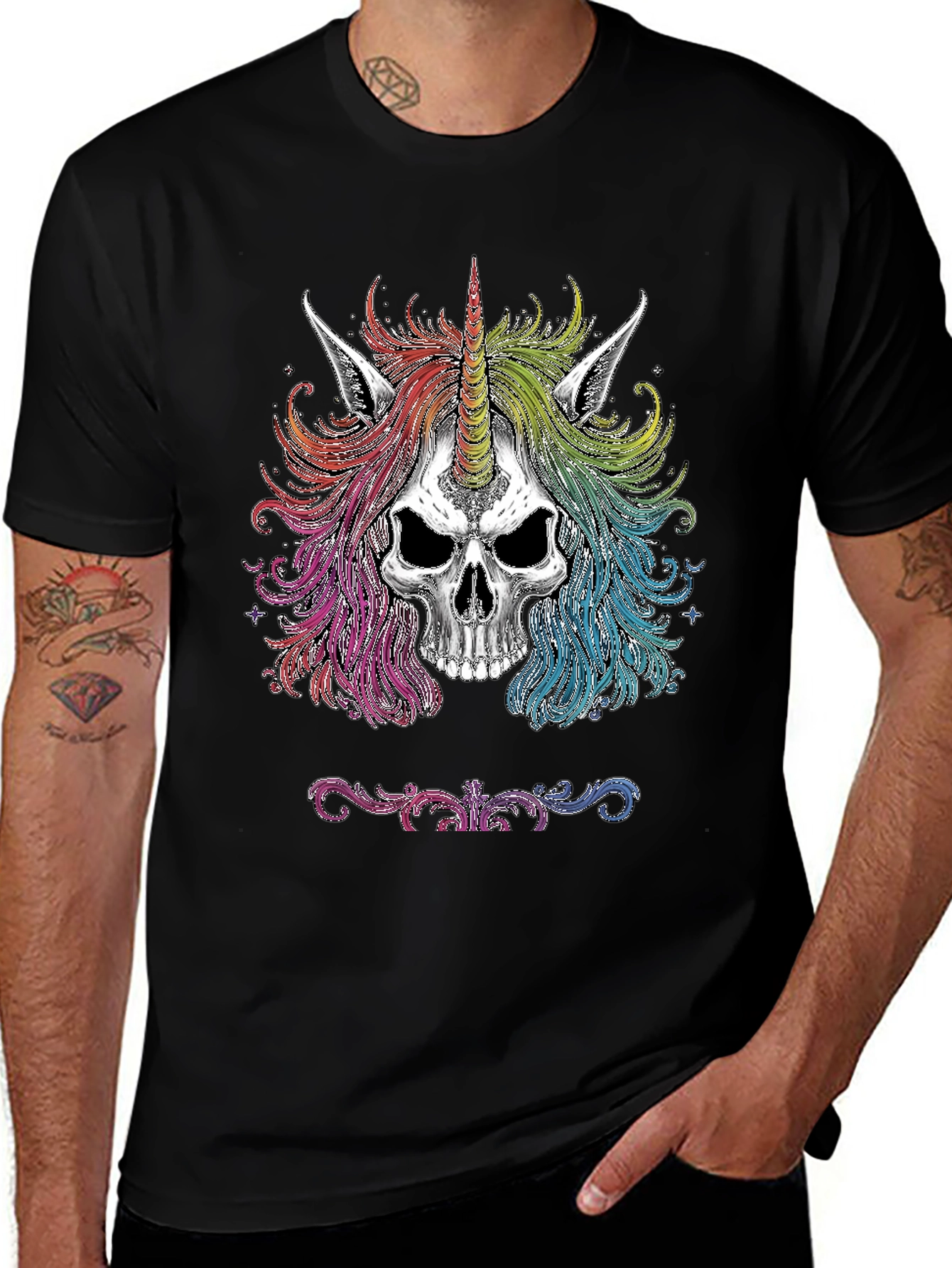 Variant 5 of Unicorn Skull Graphic Tee
