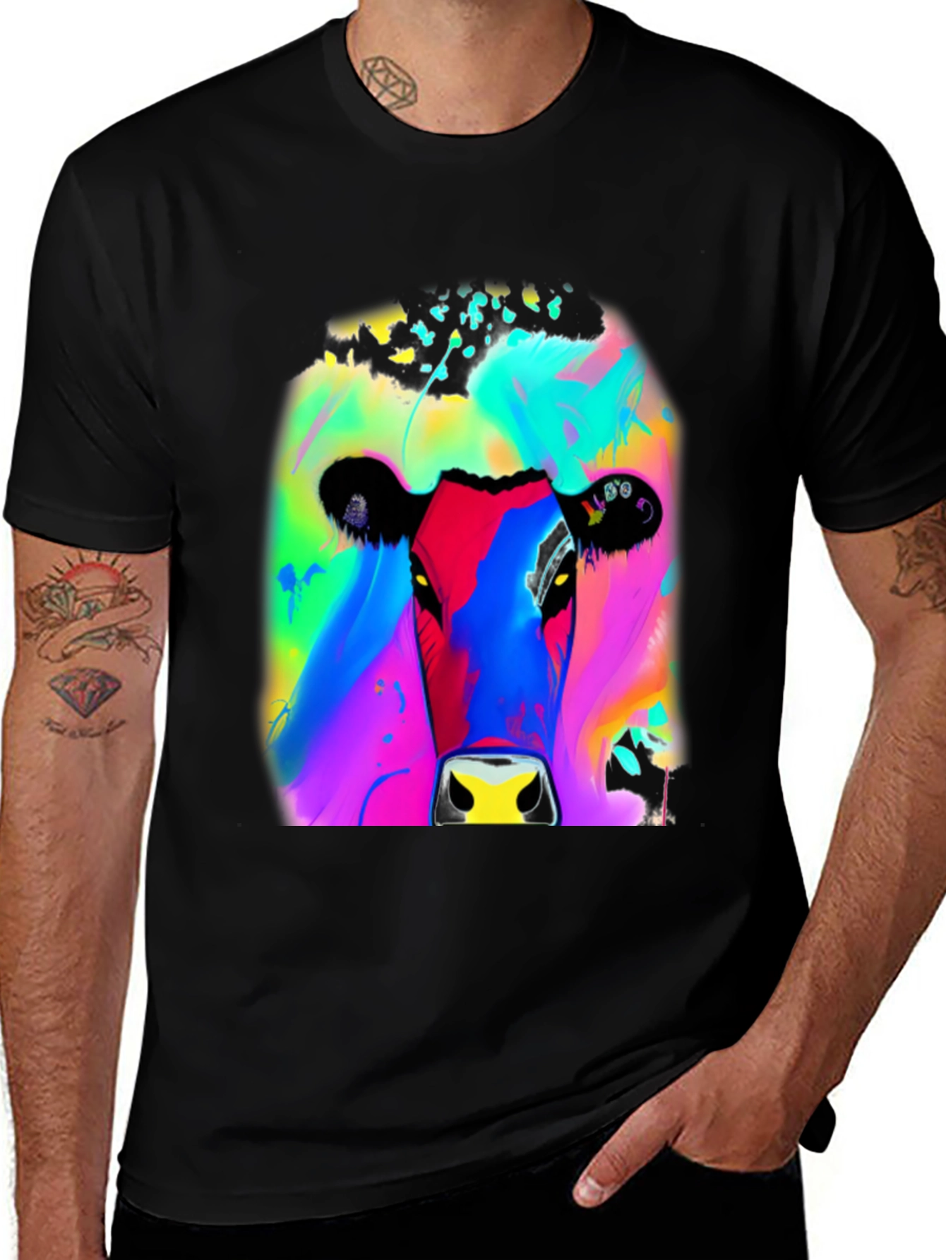 Variant 11 of Vibrant Cow Graphic Tee - Modern Art Style