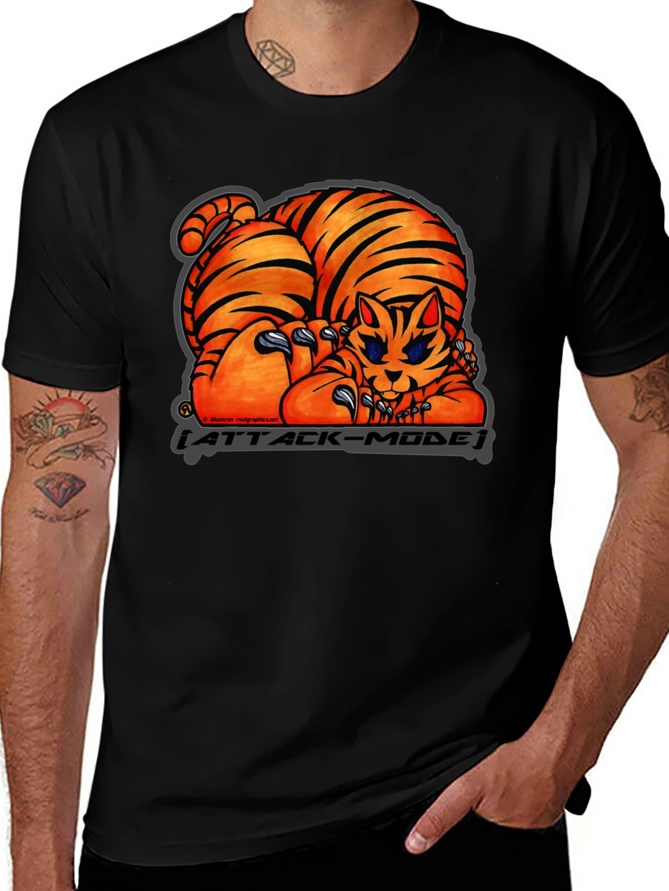 Variant 19 of Attack Mode Tiger Graphic T-Shirt, Cotton Blend, Casual Wear