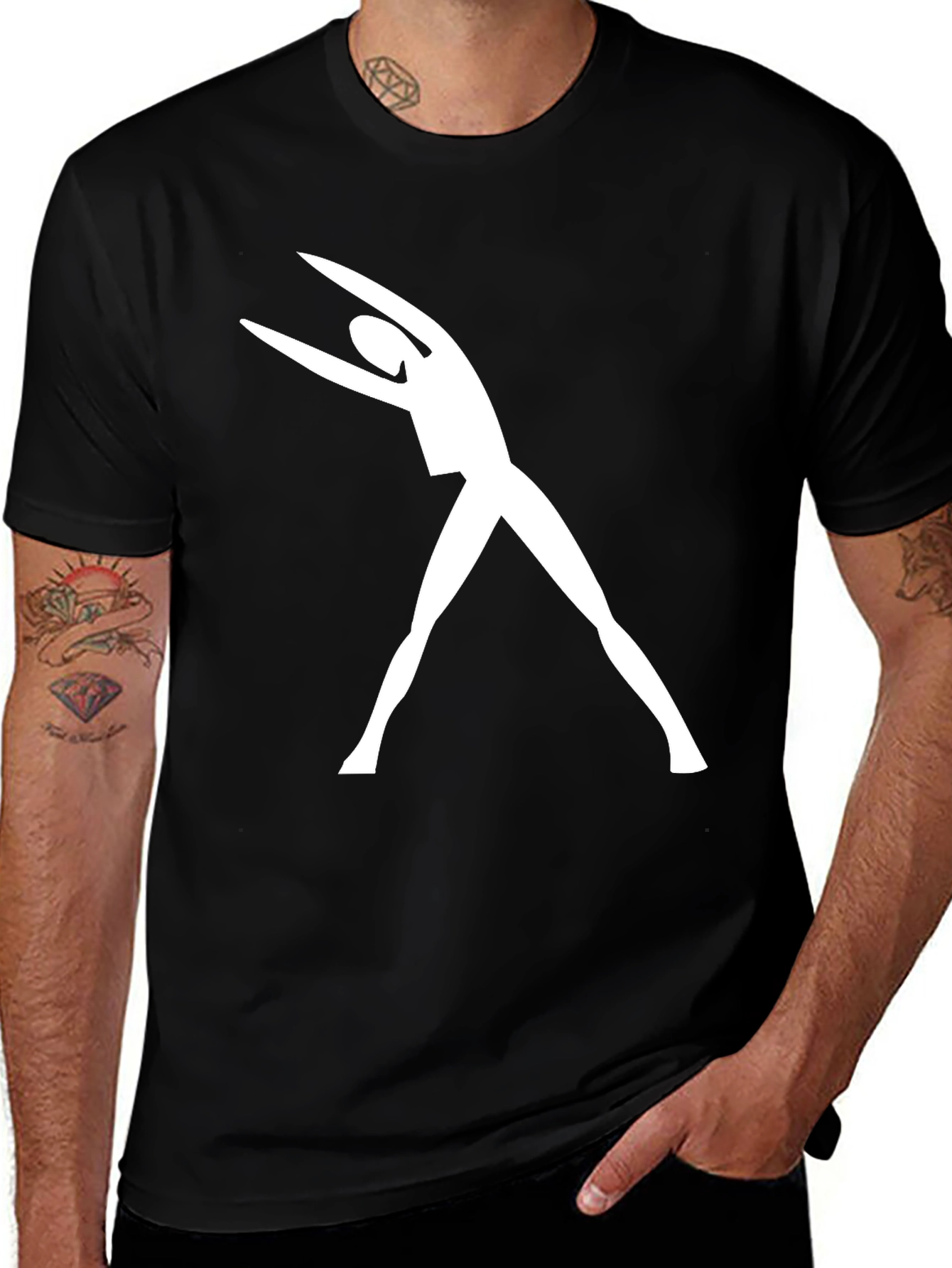 Variant 5 of Yoga Pose Graphic Tee - Black Cotton Comfort Fit T-Shirt