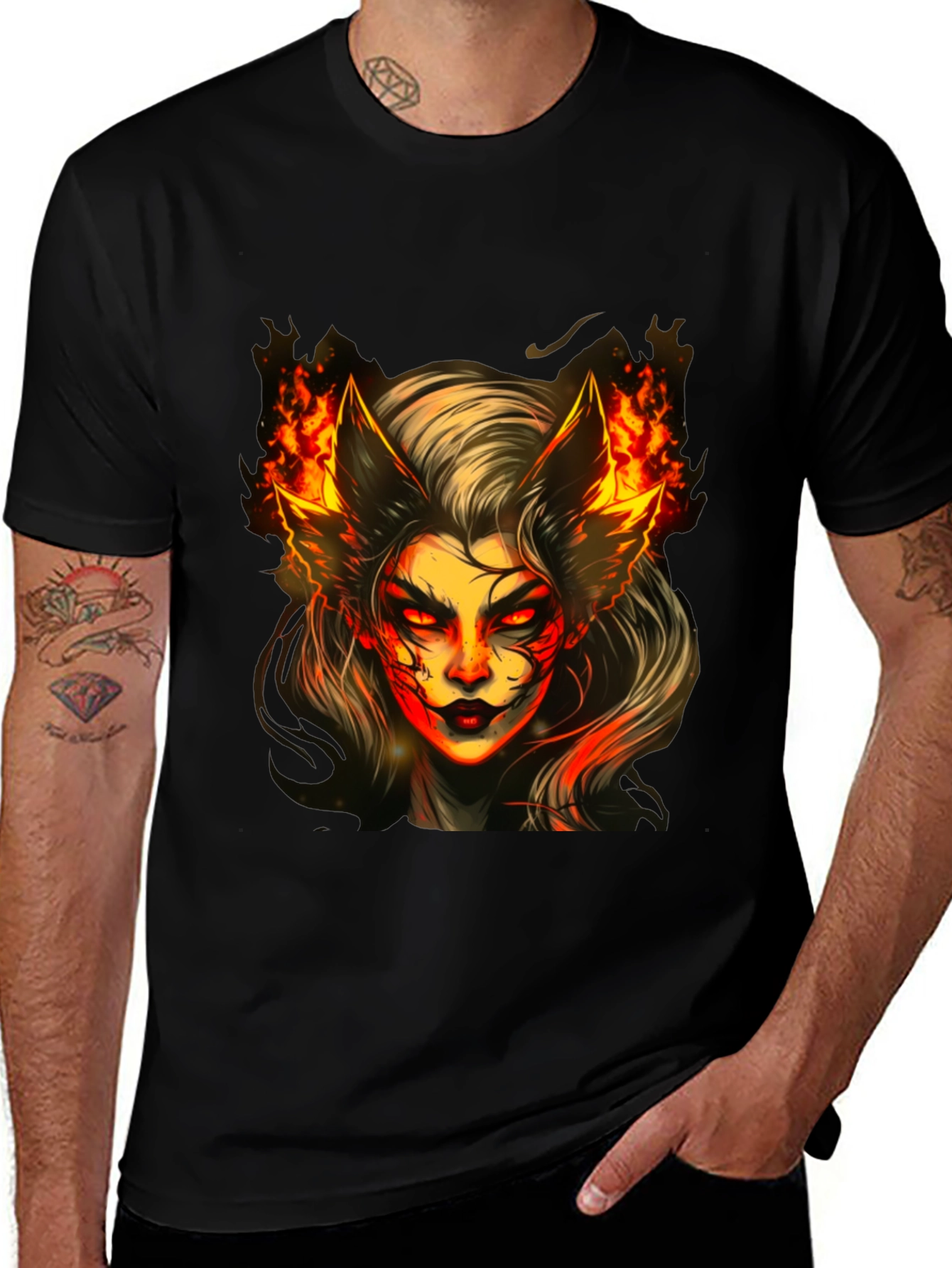 Fiery Demon Woman Graphic Tee
