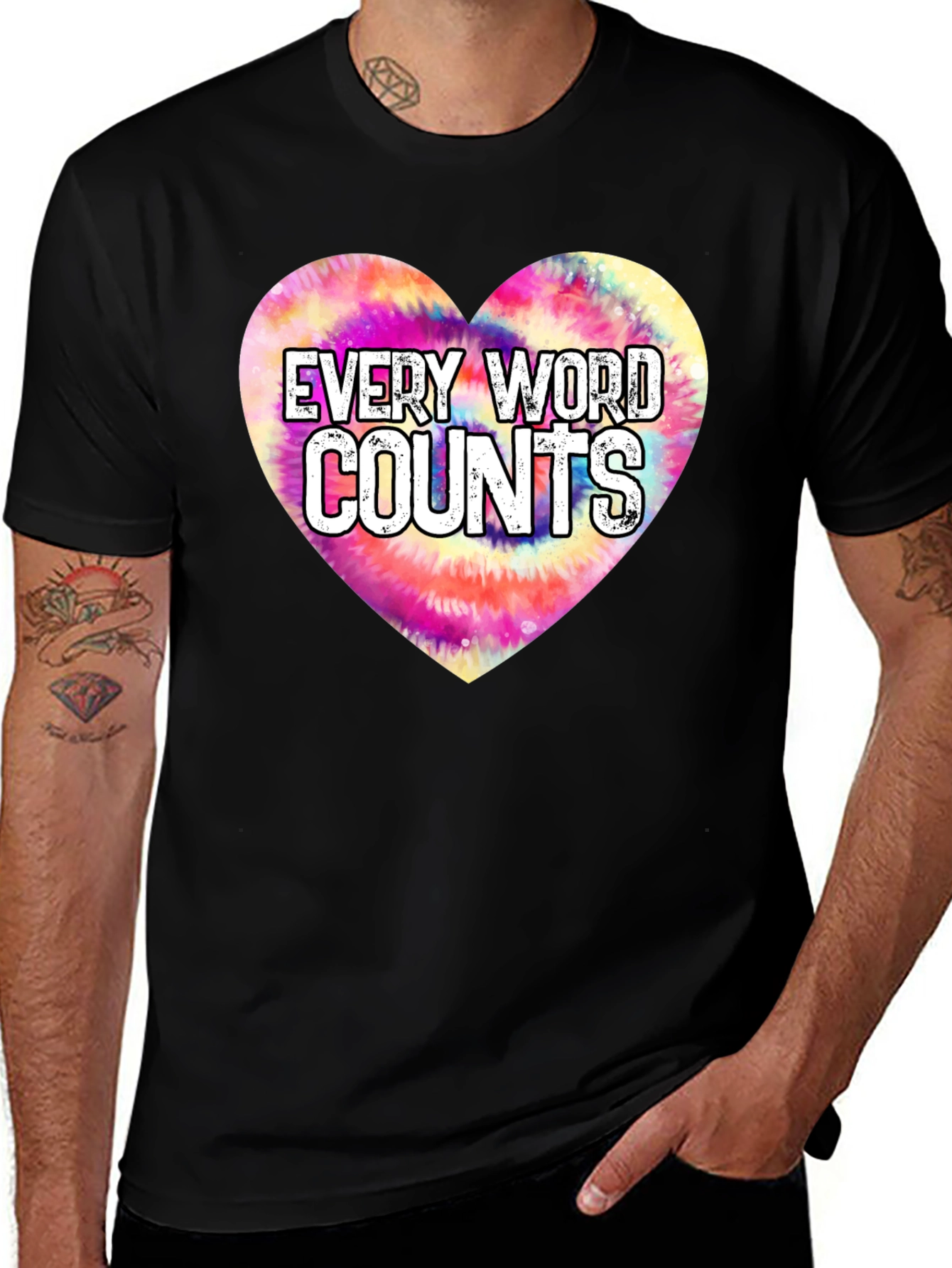 Variant 19 of Every Word Counts Heart Tie-Dye T-Shirt