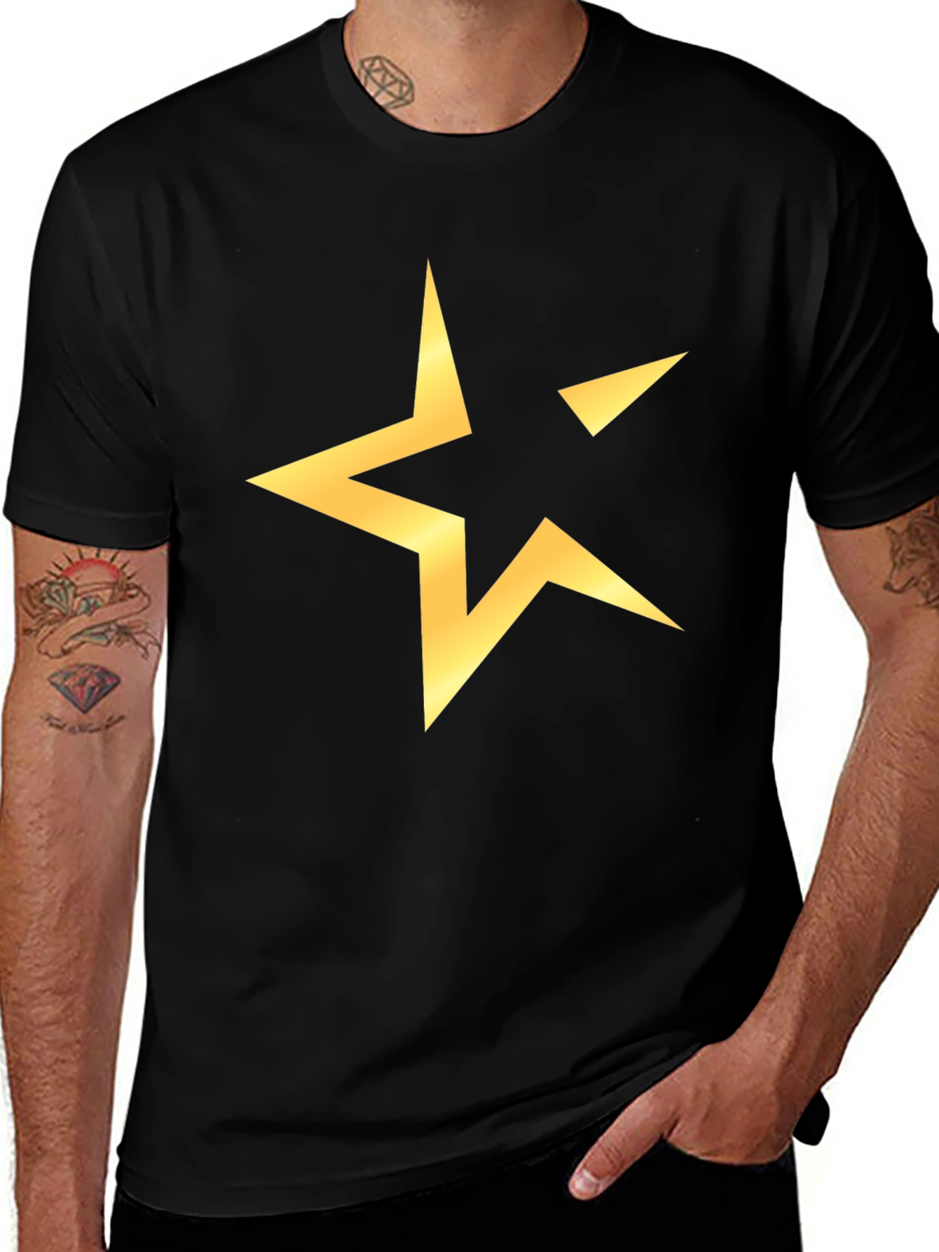 Variant 14 of Gold Star Graphic Black T-Shirt