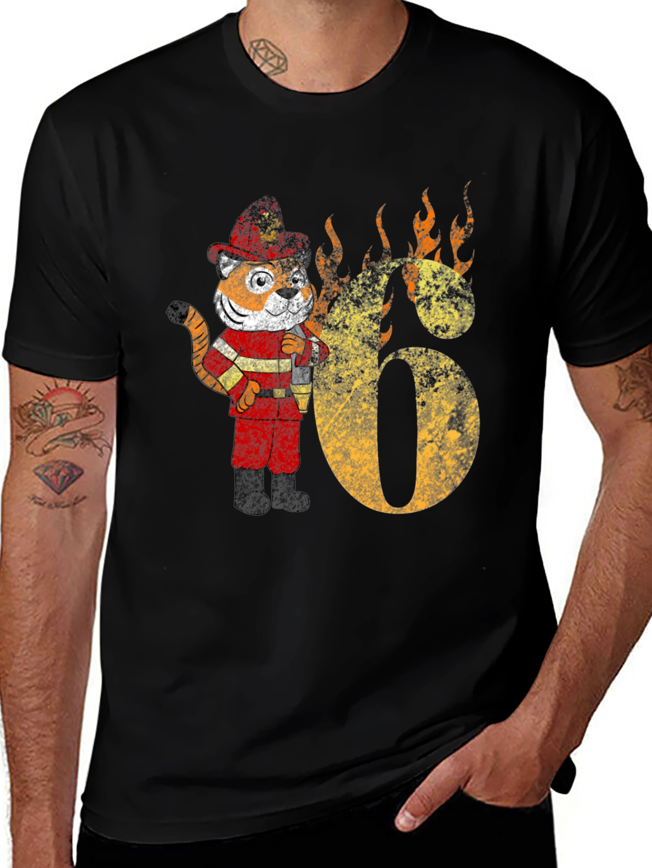 Variant 9 of Firefighter Tiger Graphic Tee