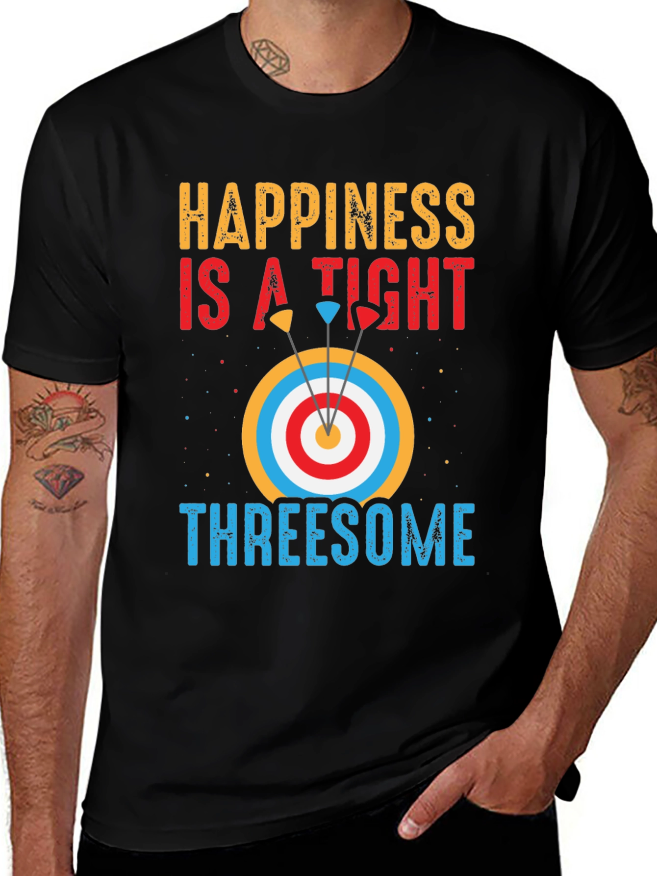 Variant 30 of Happiness Archery T-Shirt: Tight Threesome Graphic Tee
