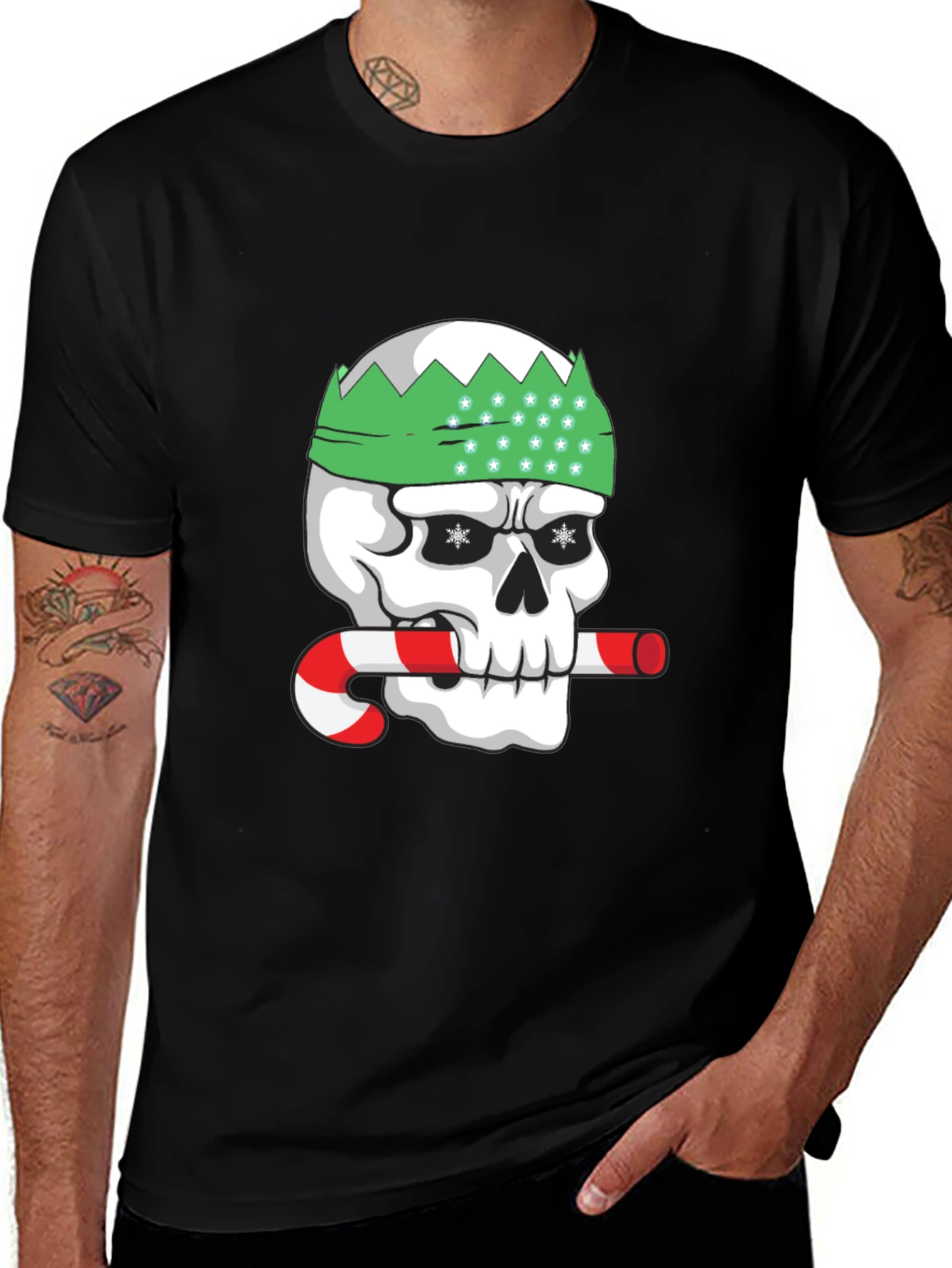 Variant 16 of Festive Skull Graphic Tee - Holiday Humor