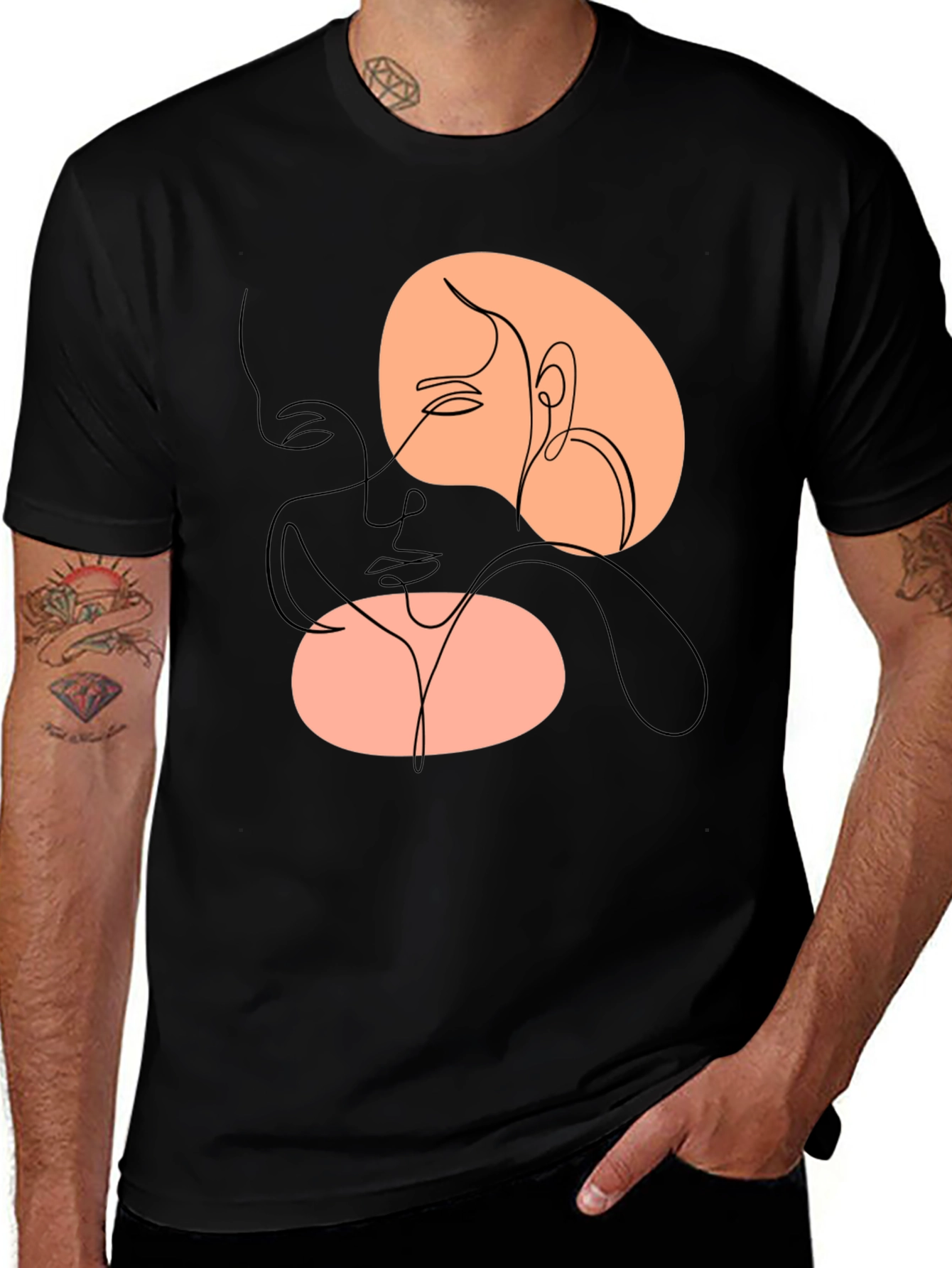 Variant 8 of Abstract Faces Graphic Tee - Modern Art Shirt