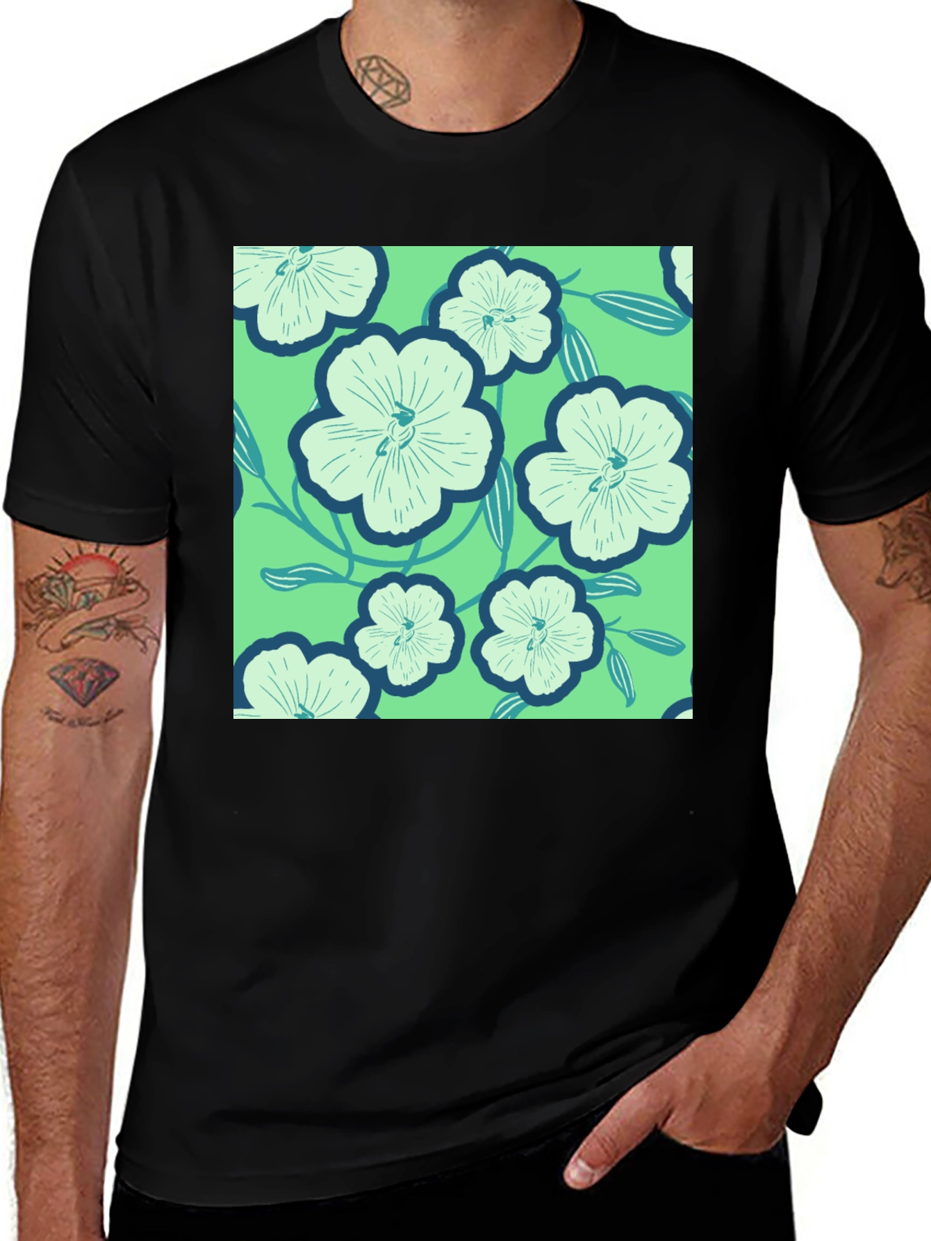 Variant 10 of Floral Pattern Tee - Lightweight Comfort