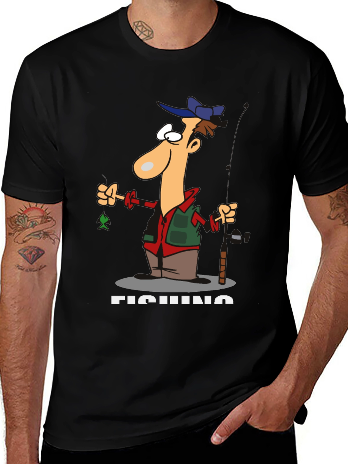Variant 3 of Funny Fishing Cartoon T-Shirt