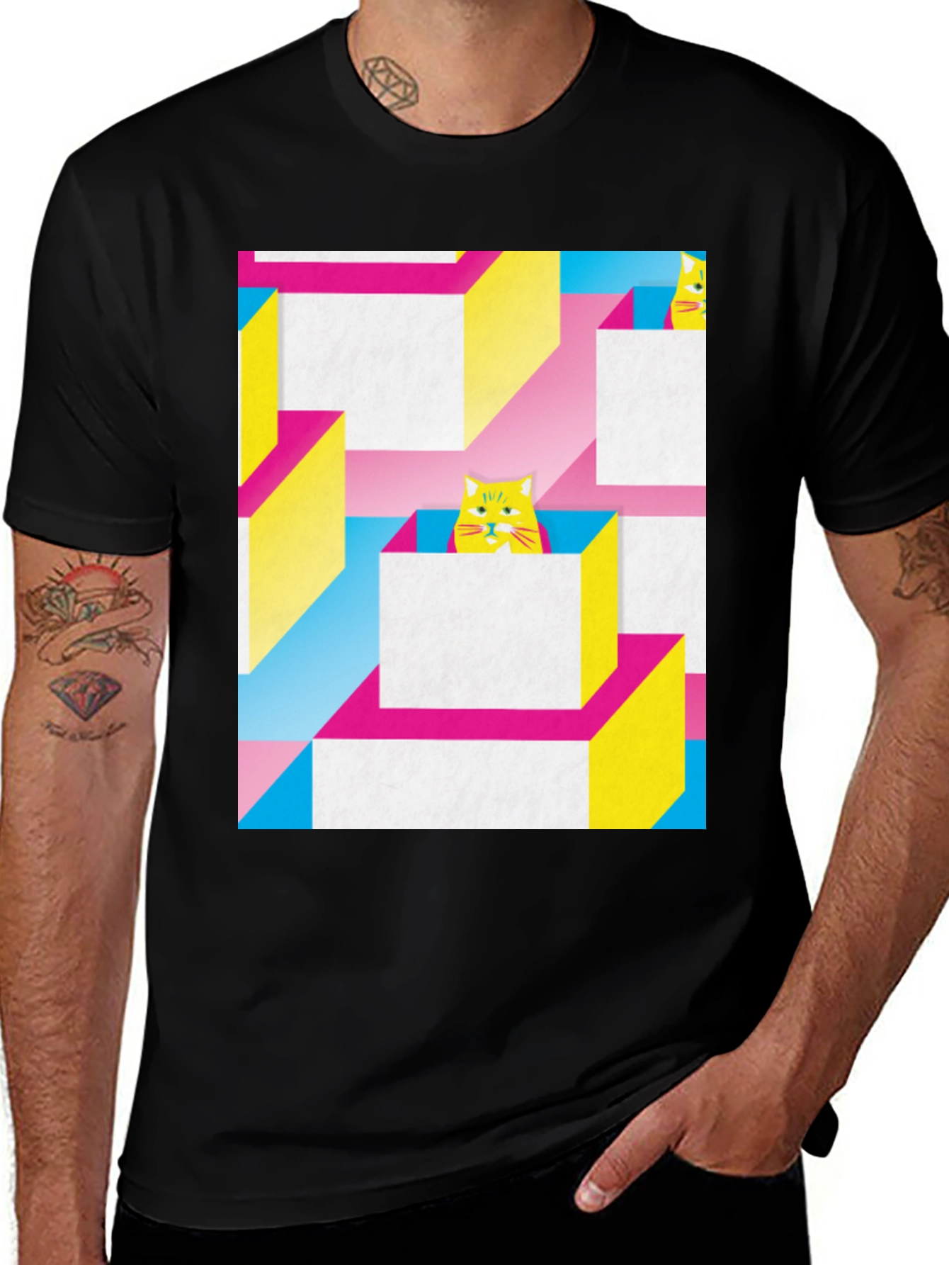 Variant 13 of Geometric Cat T-Shirt