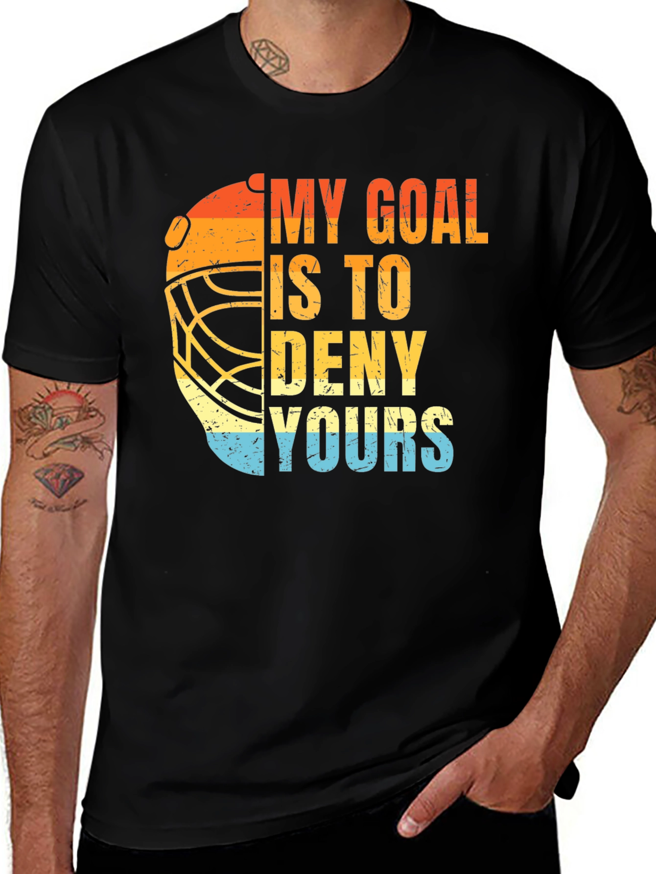 Variant 23 of Goalie Hockey Graphic T-Shirt - "My Goal Is To Deny Yours"