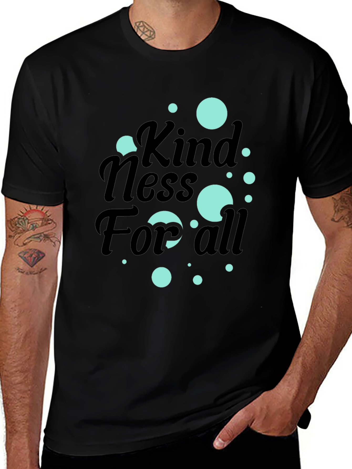 Variant 15 of Kindness For All Graphic Tee - Black Cotton Comfort