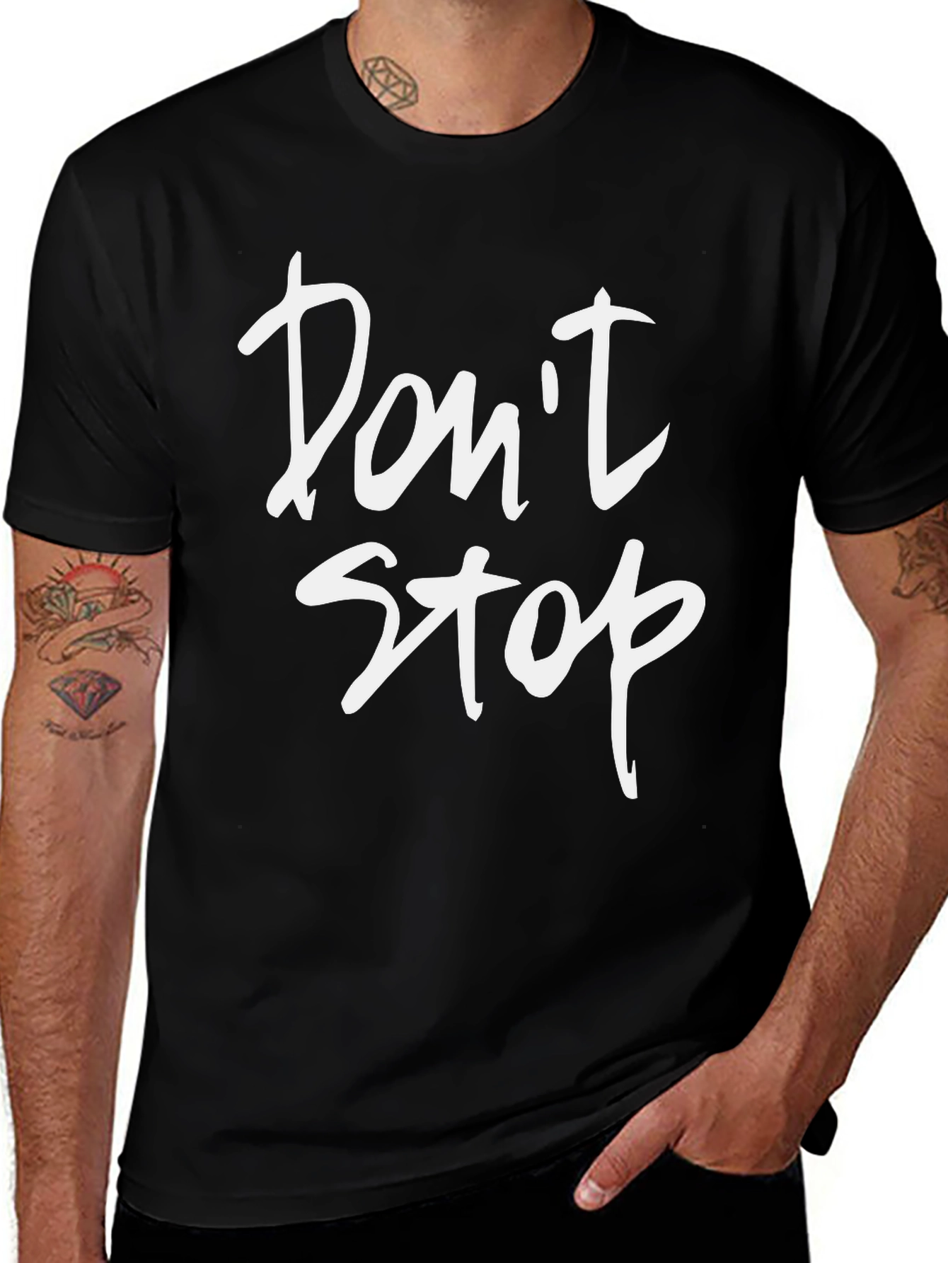 Variant 23 of Don't Stop Graphic Print Black T-Shirt