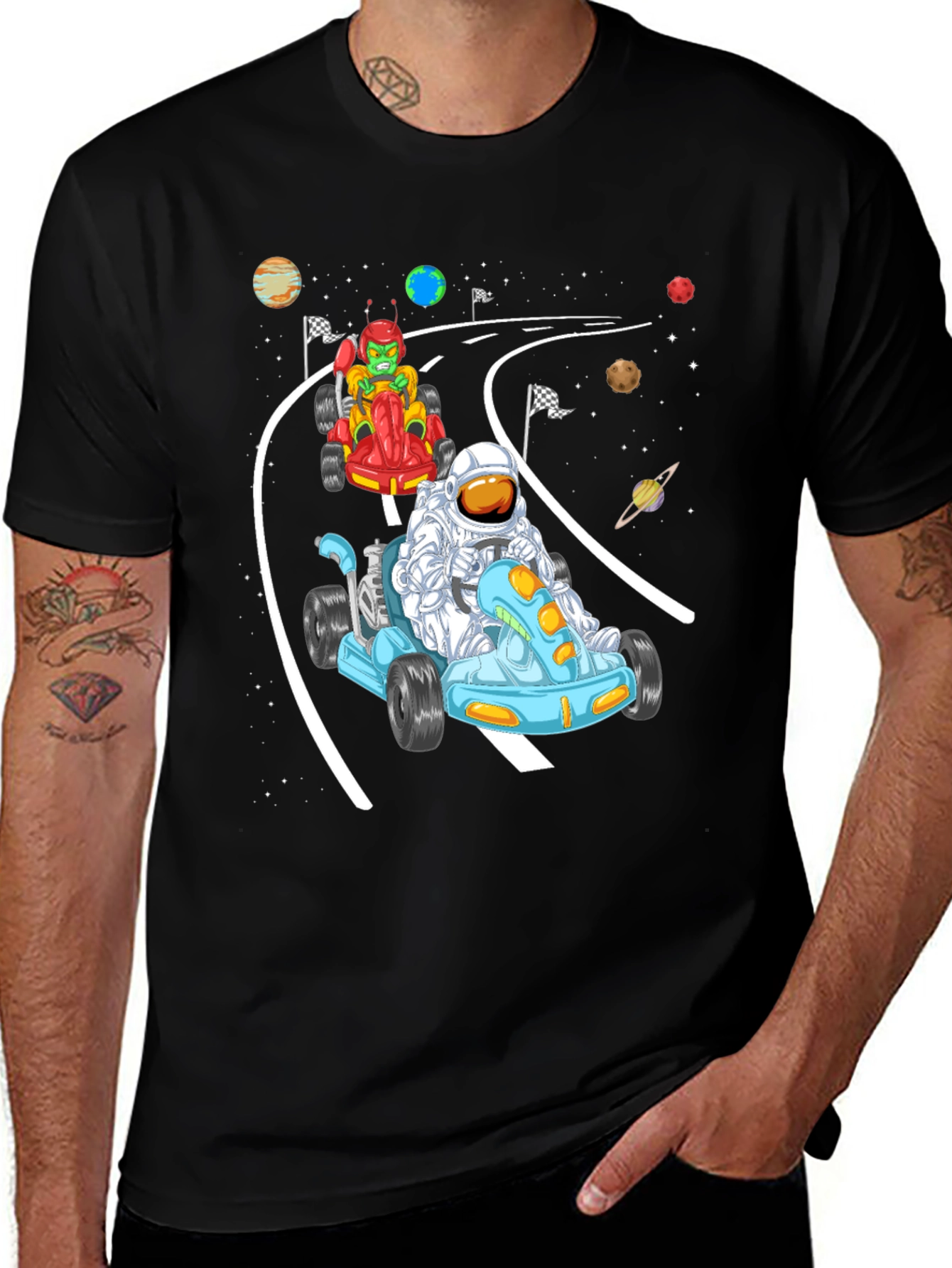 Variant 6 of Astronaut & Alien Racing Tee