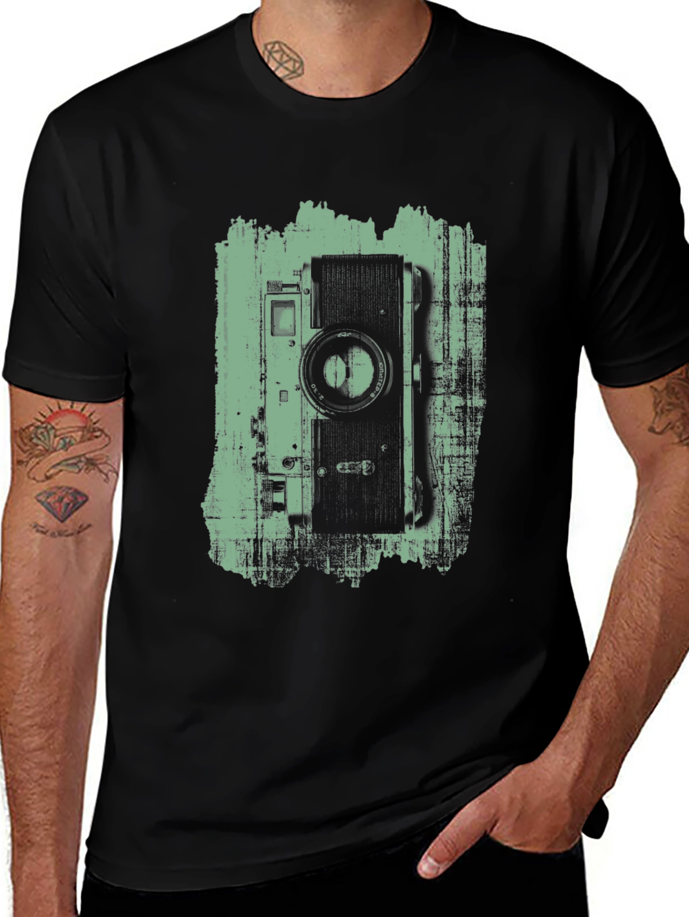Variant 17 of Vintage Camera Graphic Tee - Black Cotton T-Shirt