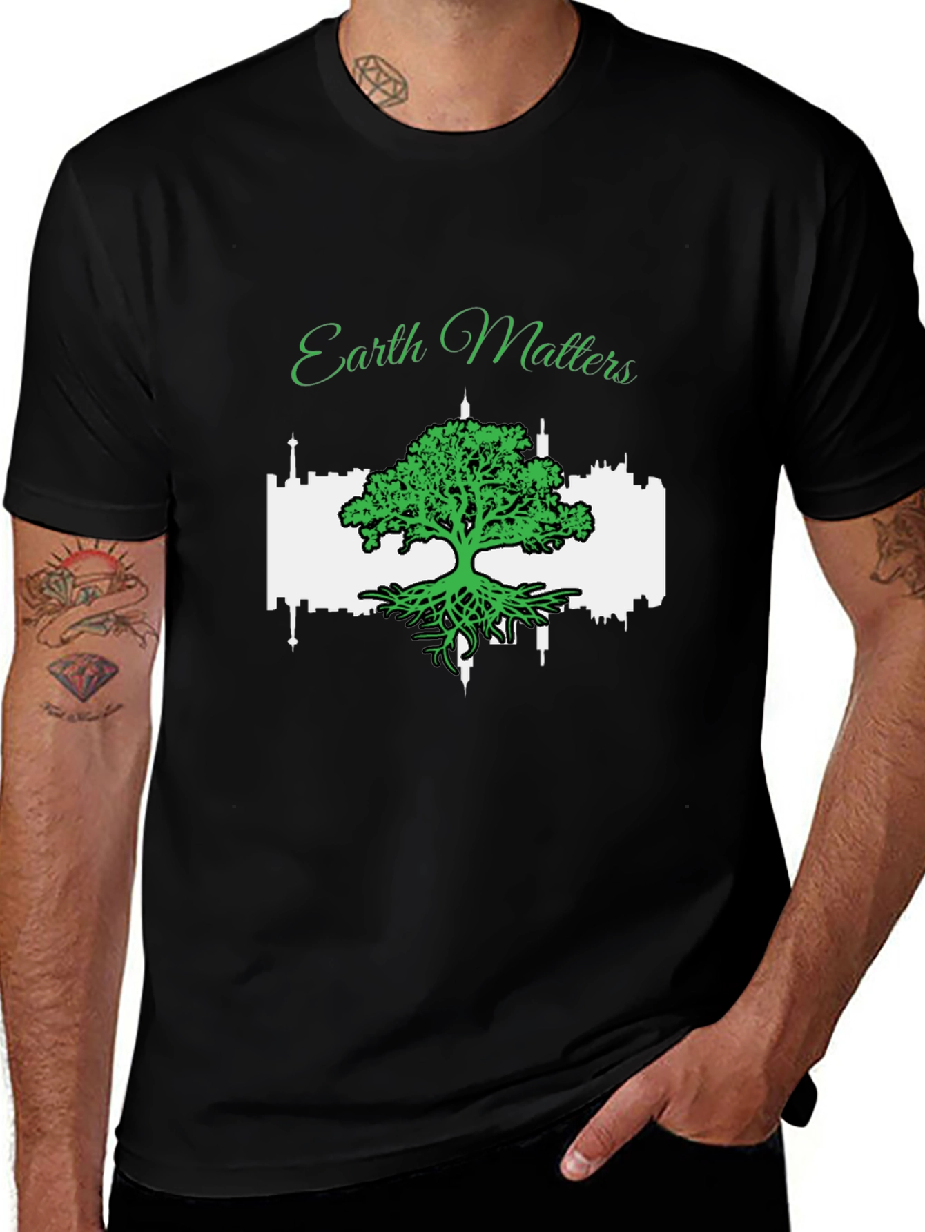 Variant 22 of Earth Matters Tree Graphic Black T-Shirt