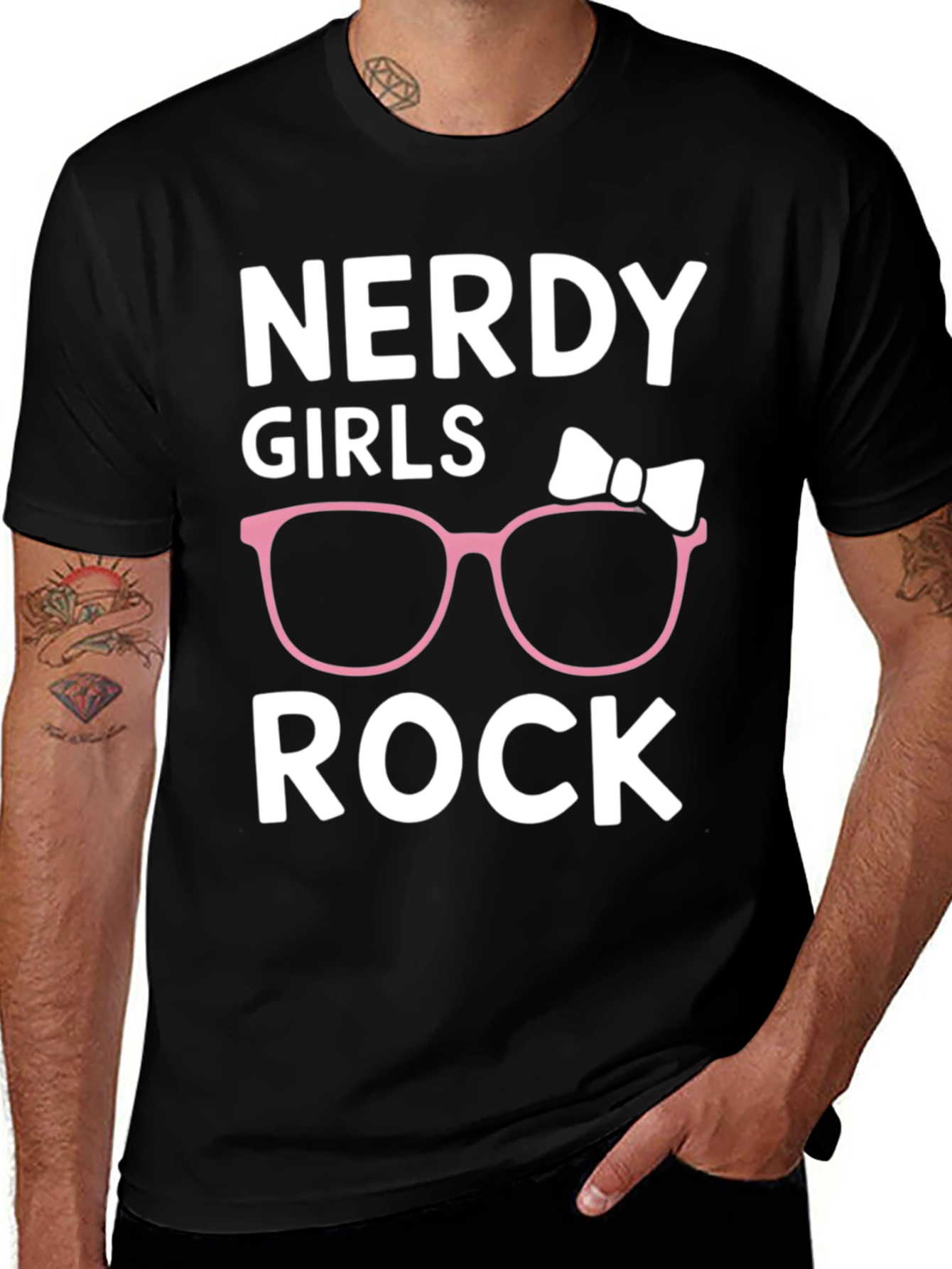 Variant 14 of Nerdy Girls Rock Graphic Tee - Black T-Shirt