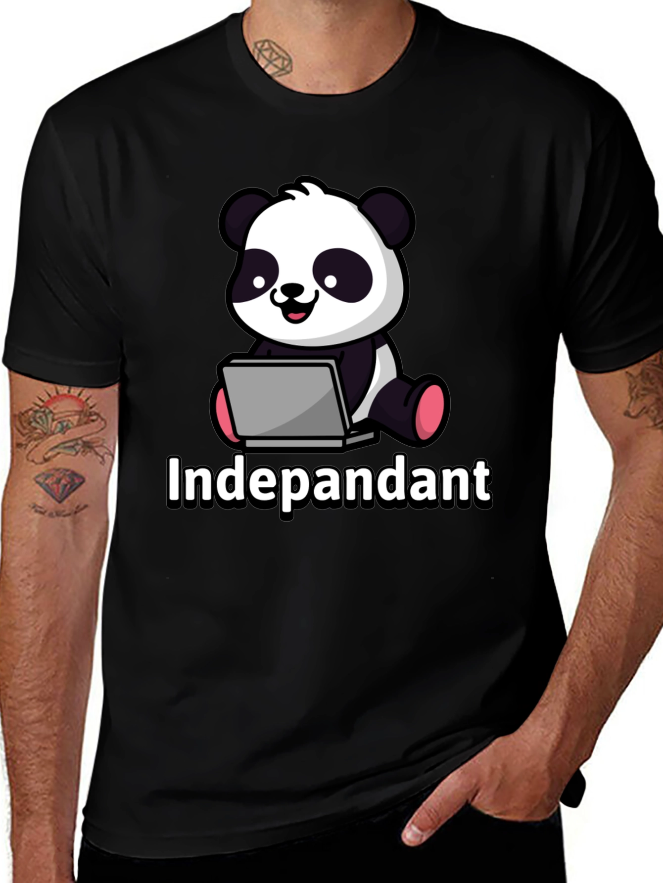 Variant 17 of Independant Panda Graphic Tee - Soft Black Cotton T-Shirt