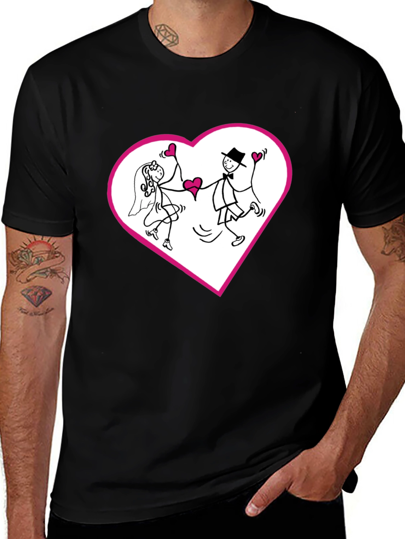 Variant 30 of Heart Couple Graphic Tee - Love Wedding T-Shirt