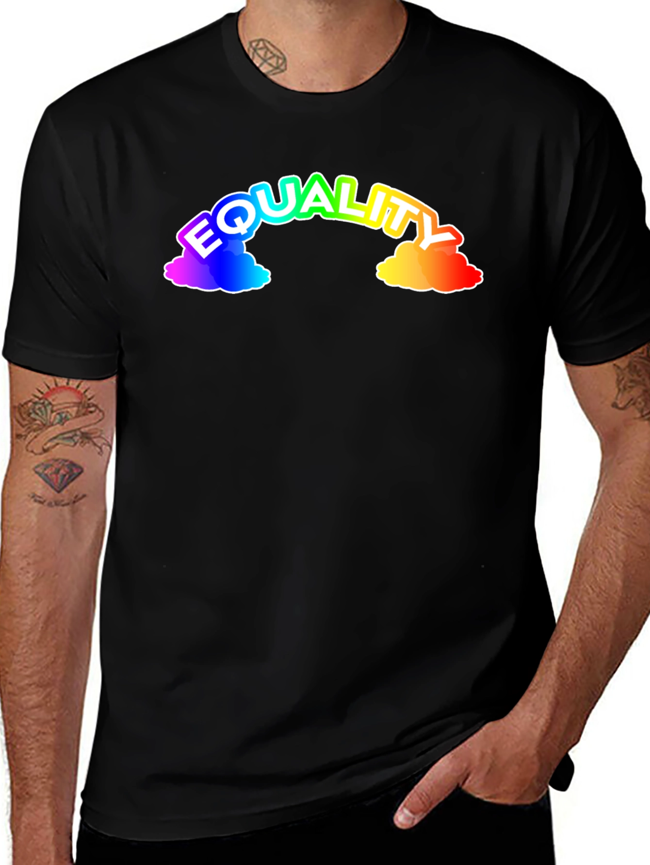 Variant 19 of Equality Rainbow Graphic Tee - Black