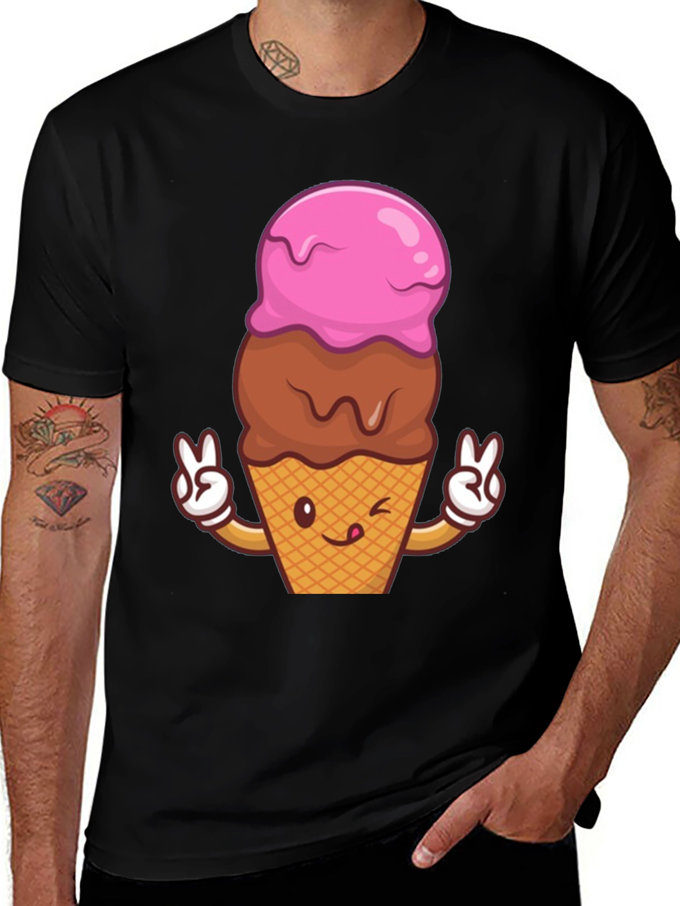 Variant 27 of Ice Cream Cone Peace Sign Graphic Tee
