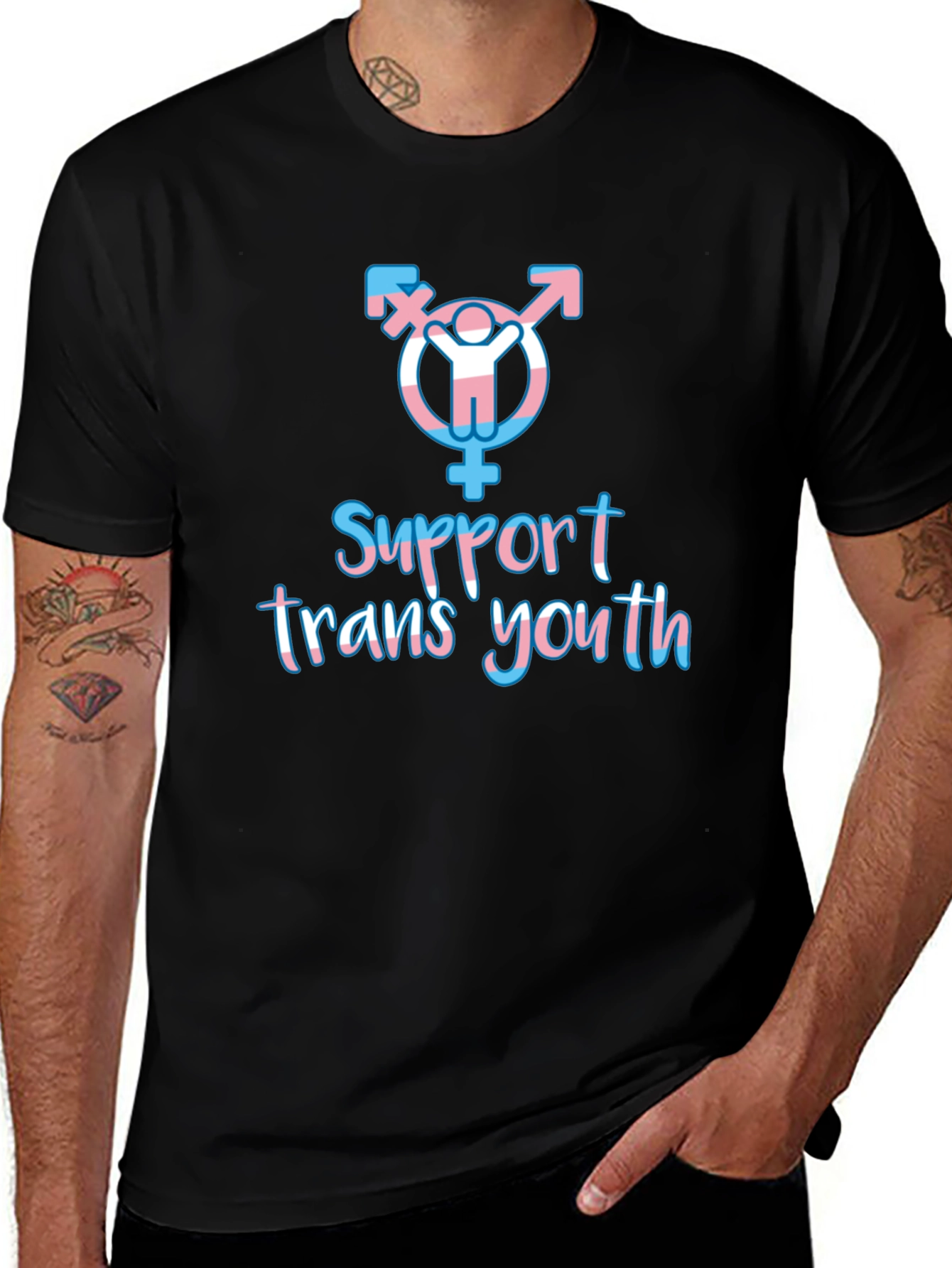 Variant 15 of Support Trans Youth Tee - Black Unisex Shirt
