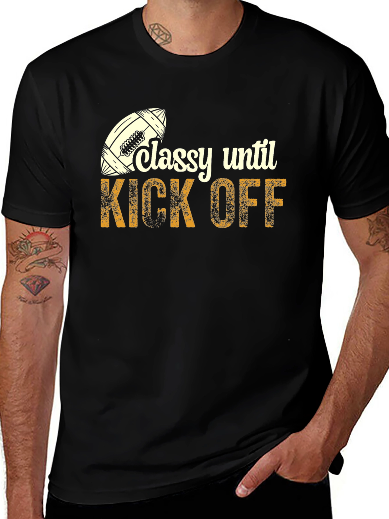 Variant 25 of Classy Until Kick Off Football Graphic T-Shirt