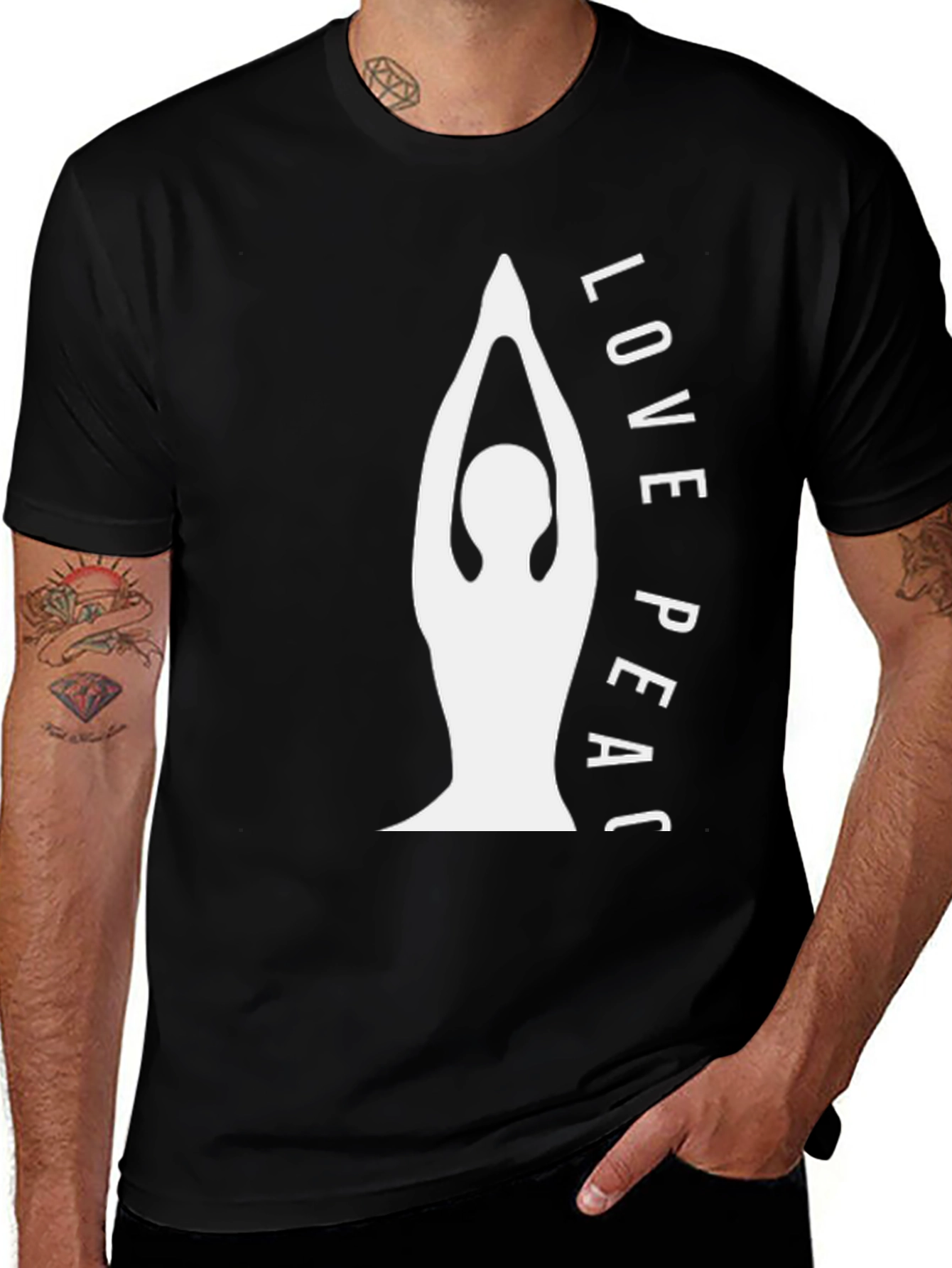 Variant 5 of Yoga Love Peace Tee - Black Casual T-Shirt