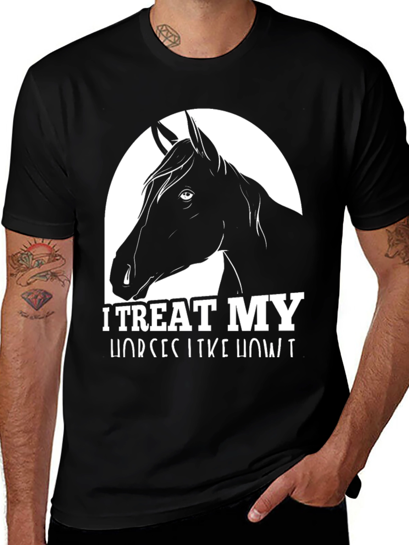 Variant 5 of I Treat My Horses Like Gold Black T-Shirt