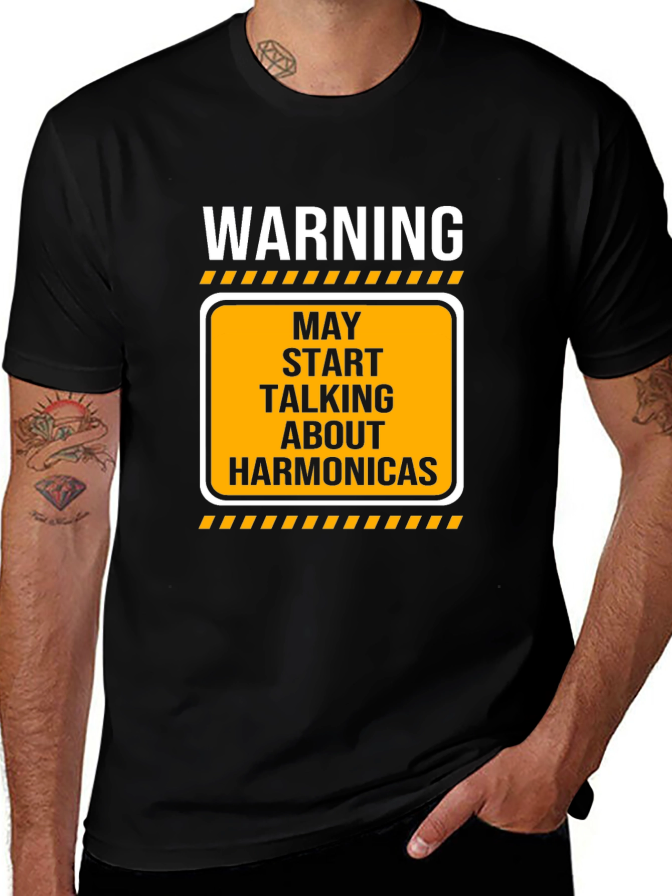 Variant 24 of Warning May Talk About Harmonica Black T-Shirt