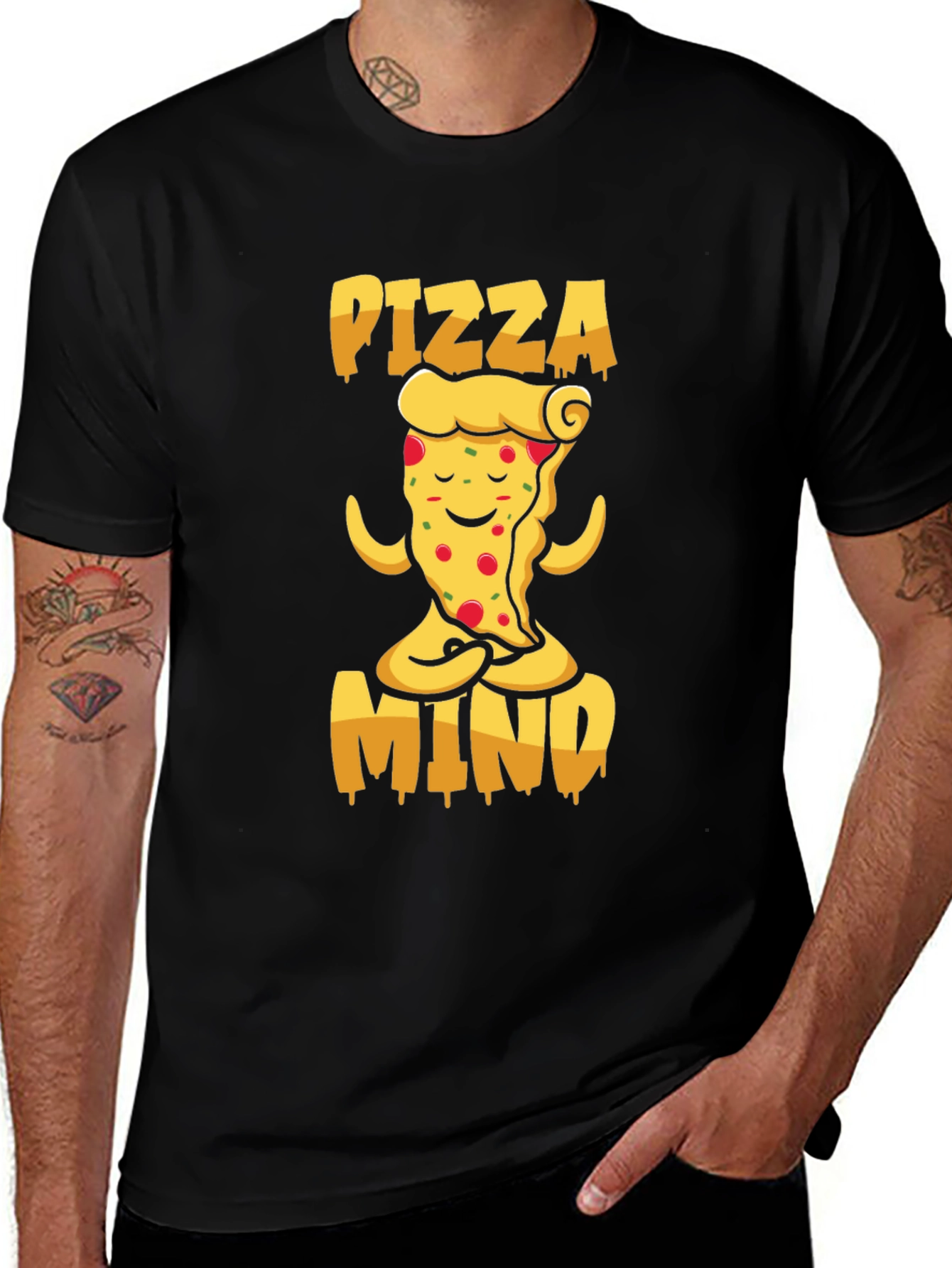 Pizza Mind Graphic T-Shirt - Meditating Pizza Slice Design