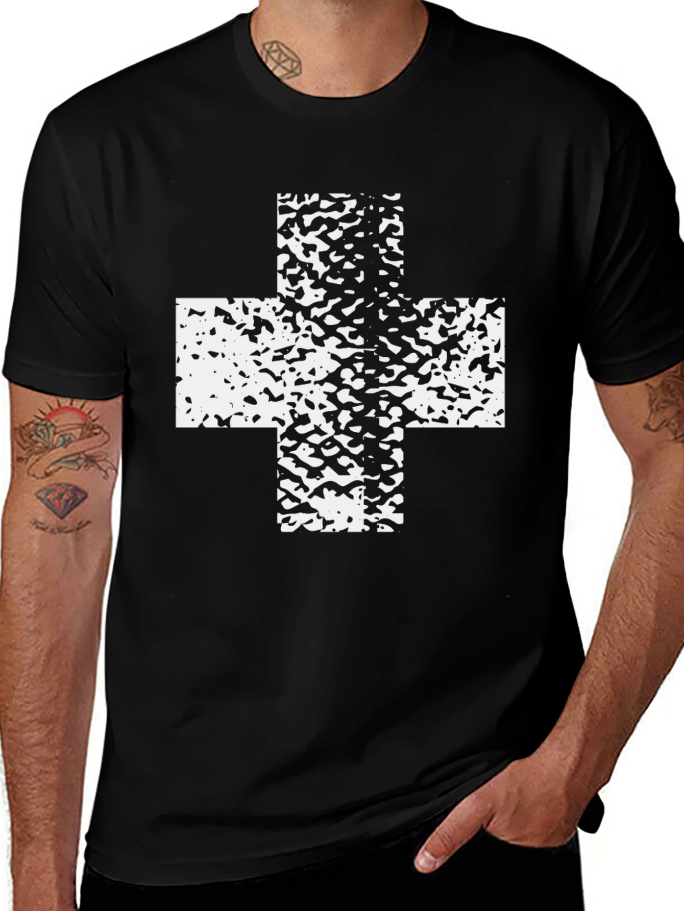 Variant 19 of Abstract Cross Graphic Black T-Shirt