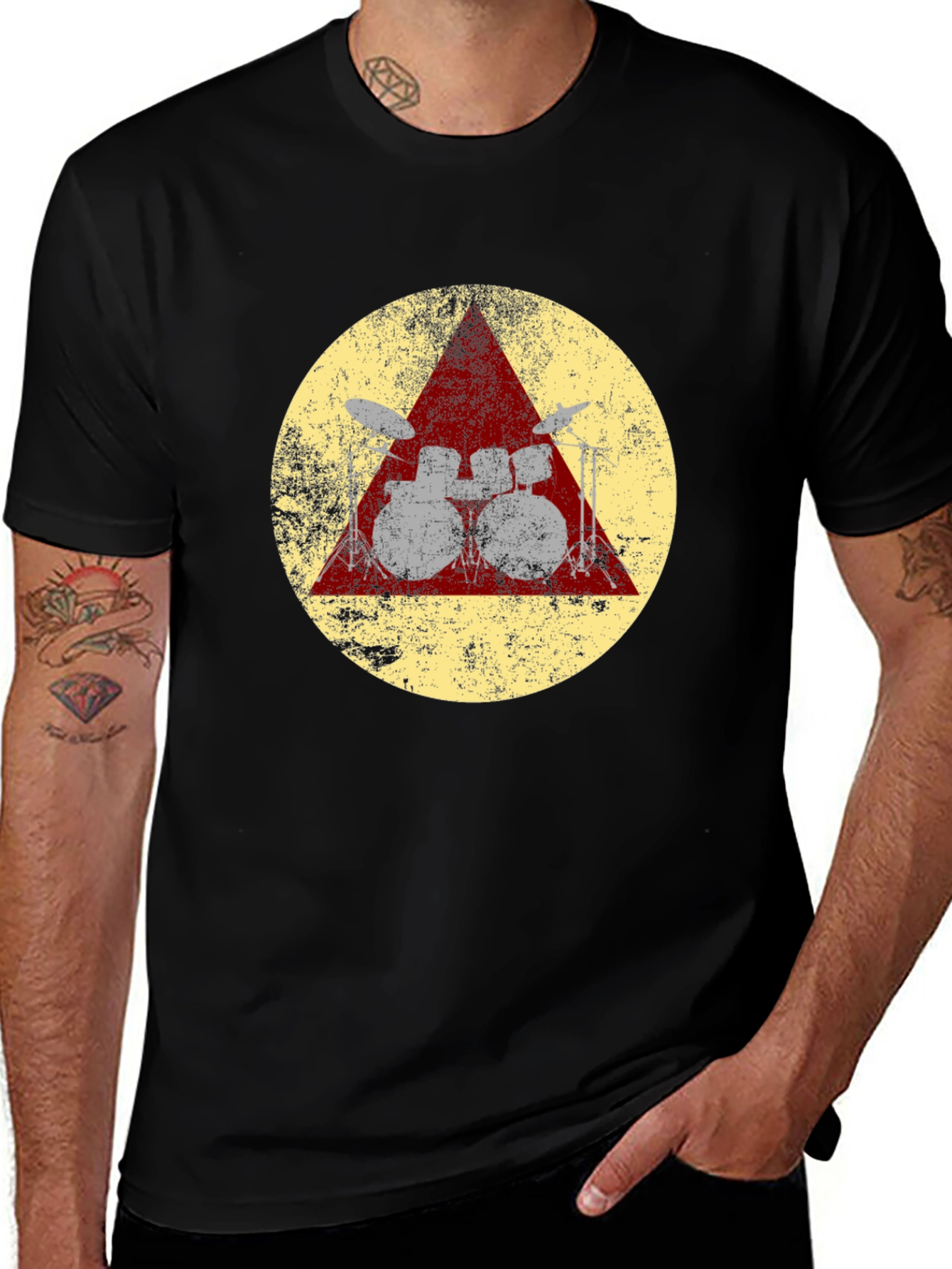 Variant 15 of Drum Set Triangle Graphic Tee