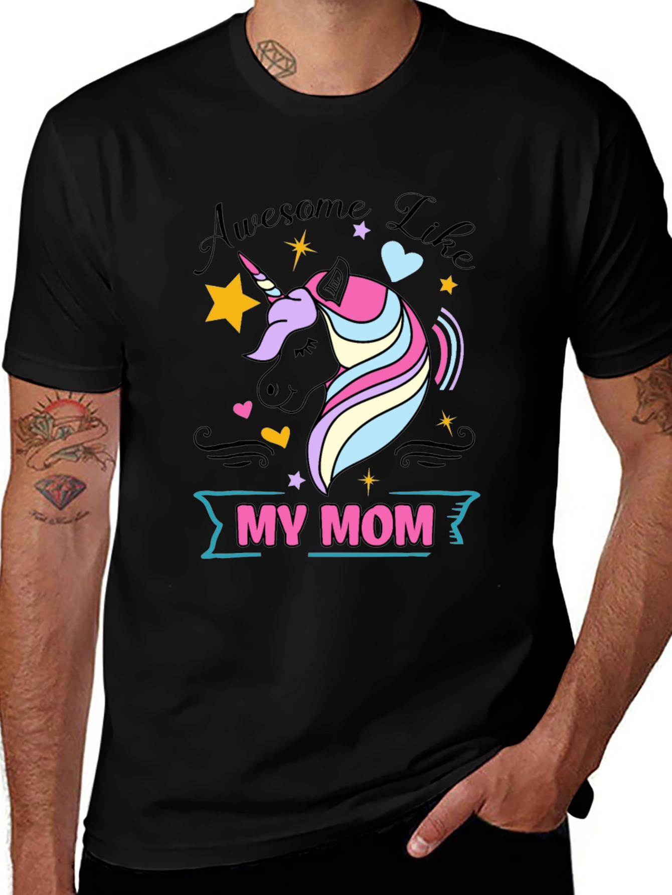 Variant 30 of Awesome Like My Mom Unicorn Graphic Tee
