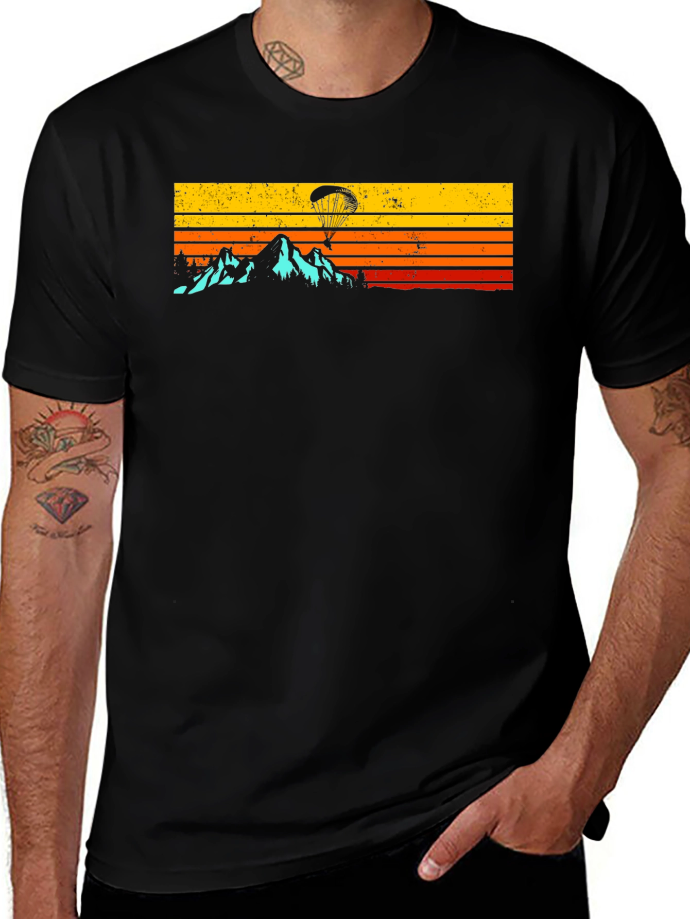 Variant 24 of Retro Mountain Paragliding T-Shirt - Adventure Ready