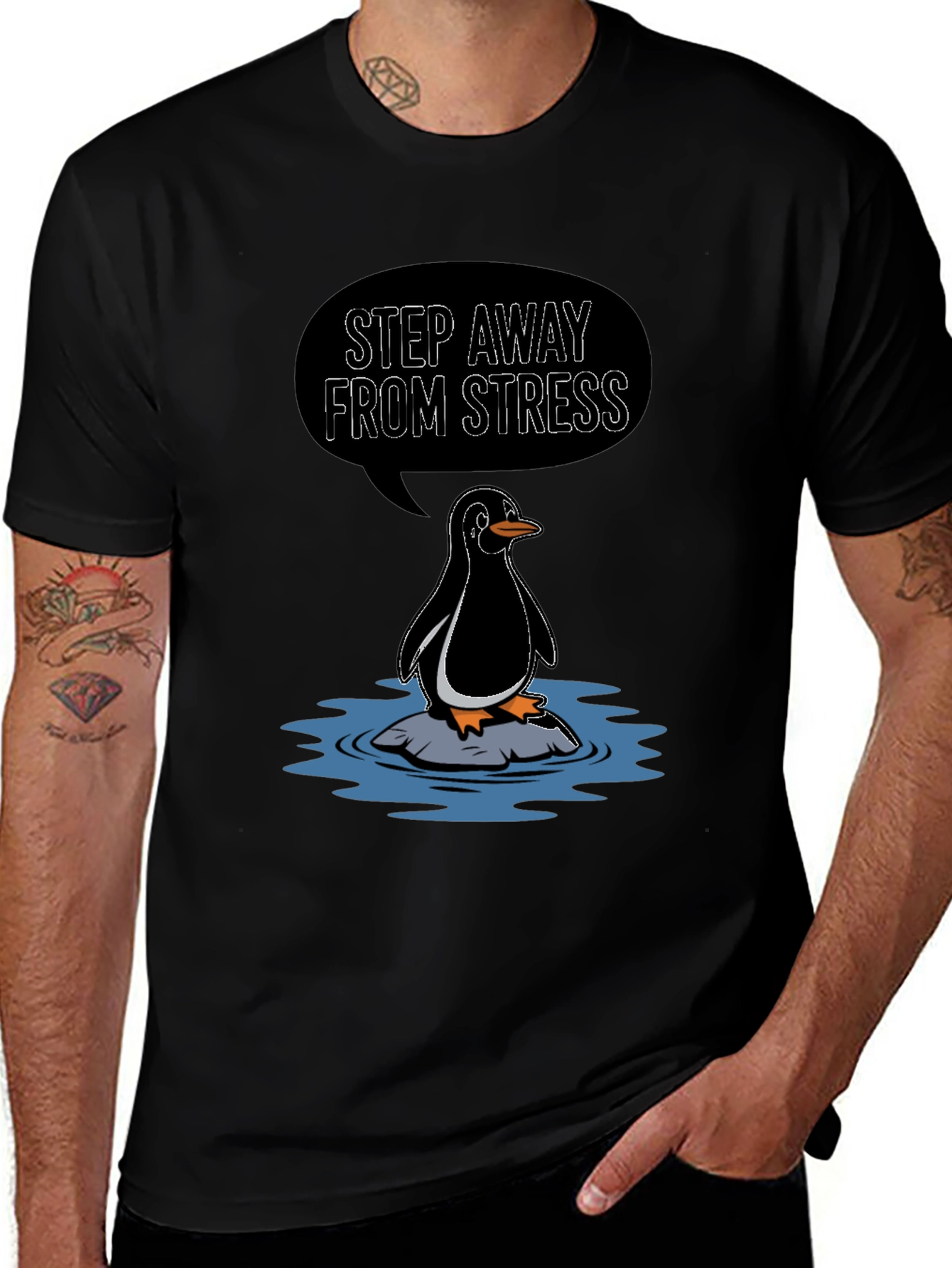 Variant 27 of Step Away From Stress Penguin Graphic Tee