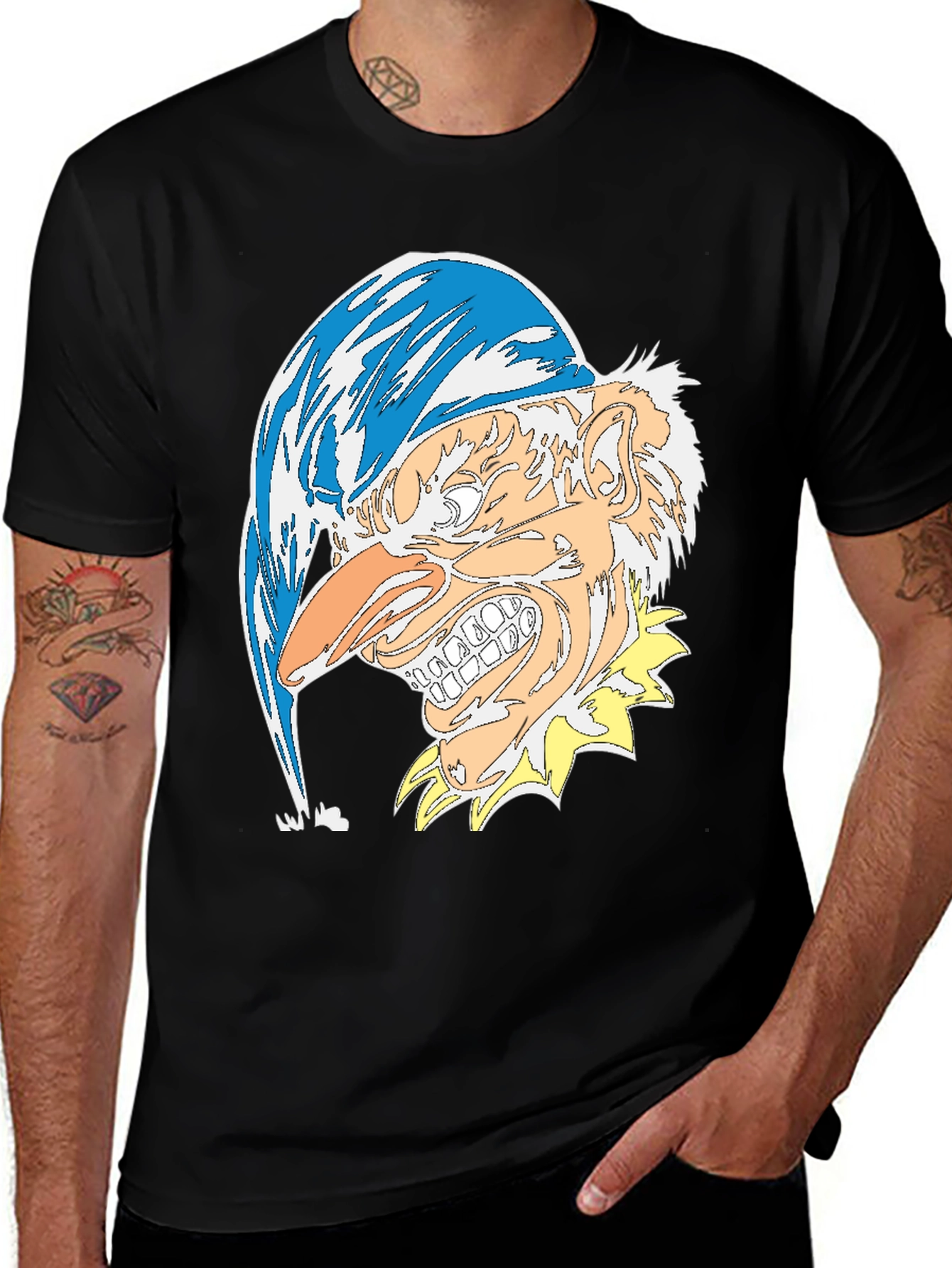 Variant 16 of Men's Black T-Shirt with Jester Graphic