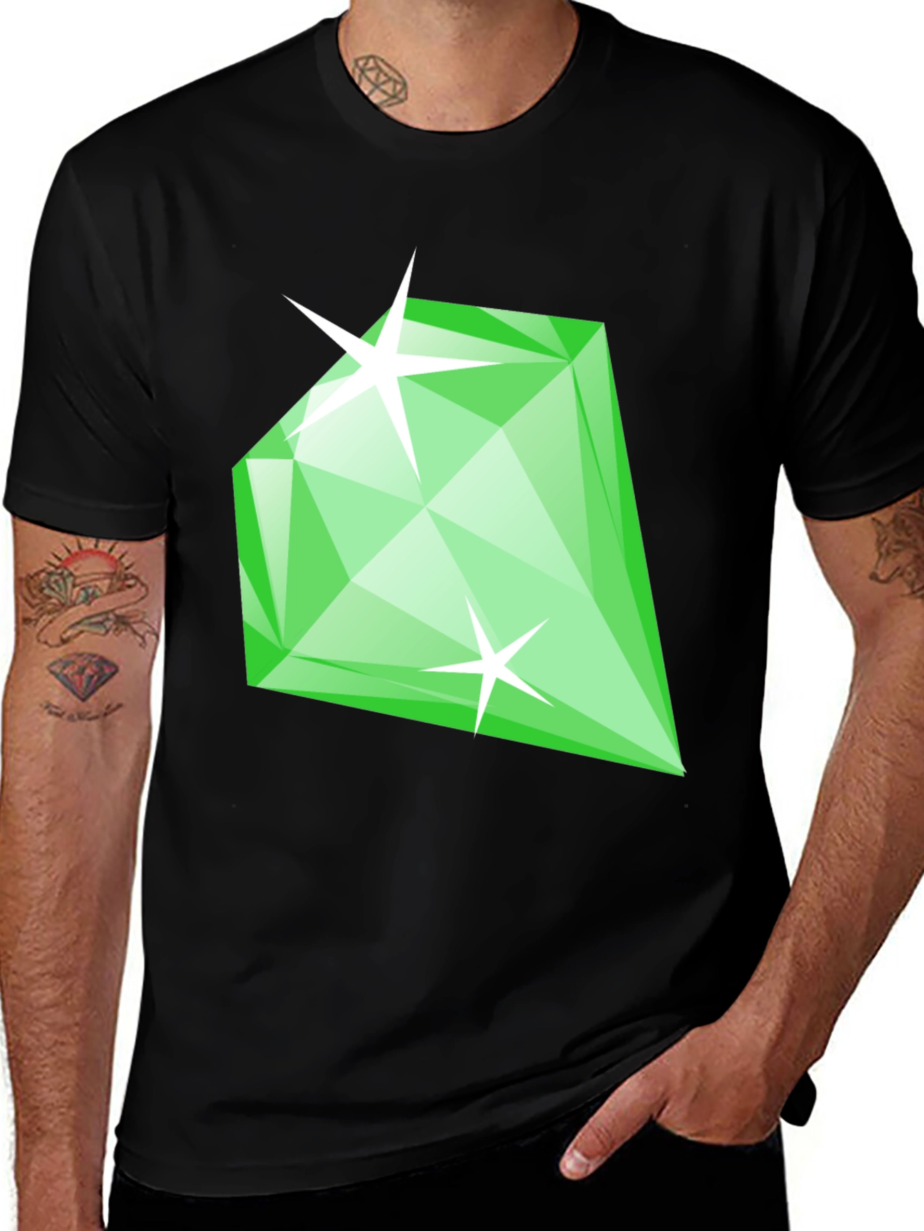 Variant 10 of Emerald Green Diamond Gemstone Graphic T-Shirt