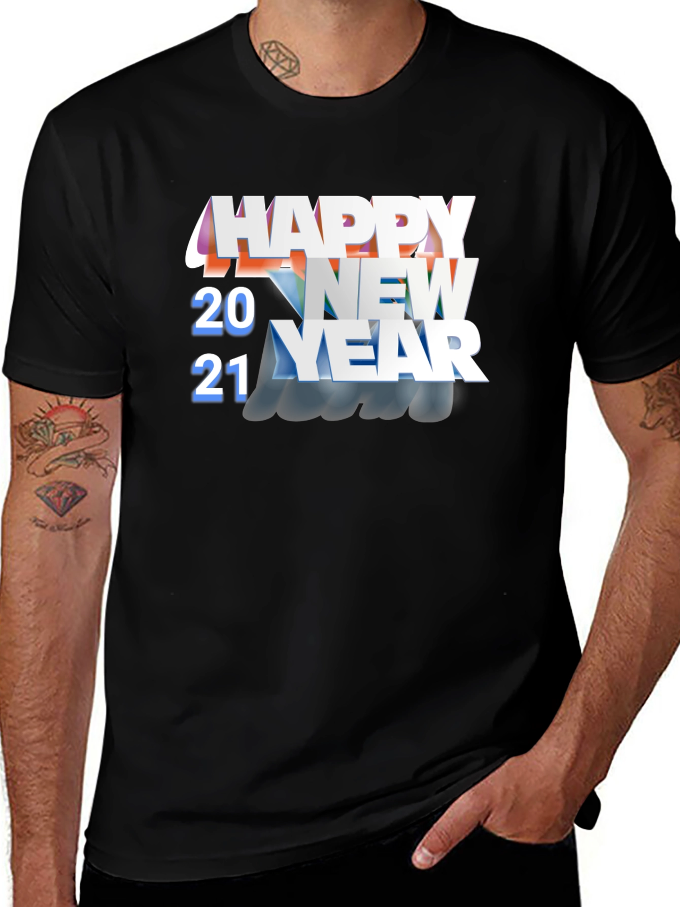 Variant 28 of Happy New Year 2021 Black Graphic T-Shirt