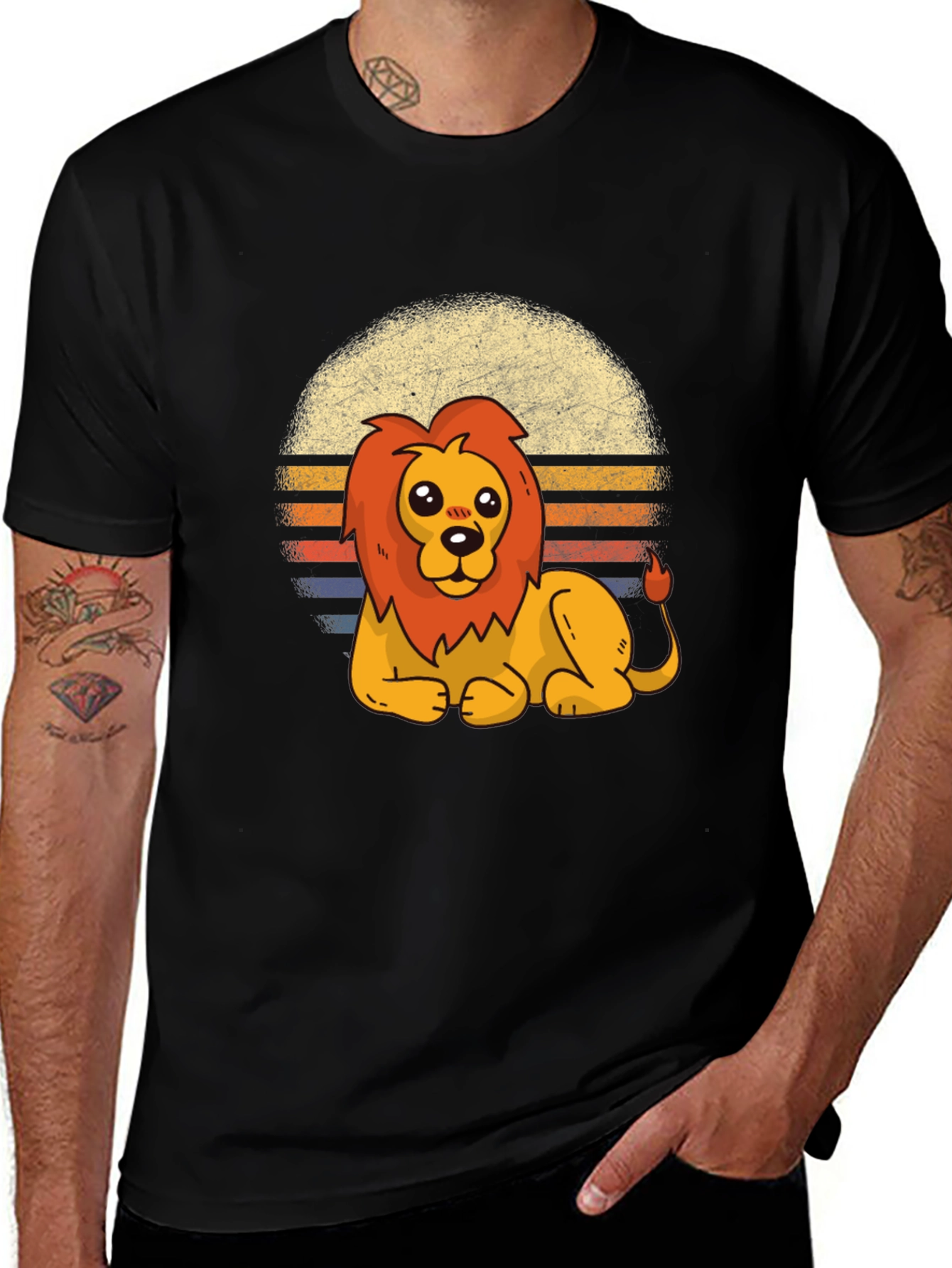 Variant 27 of Cute Lion Graphic Tee - Unisex Black T-Shirt
