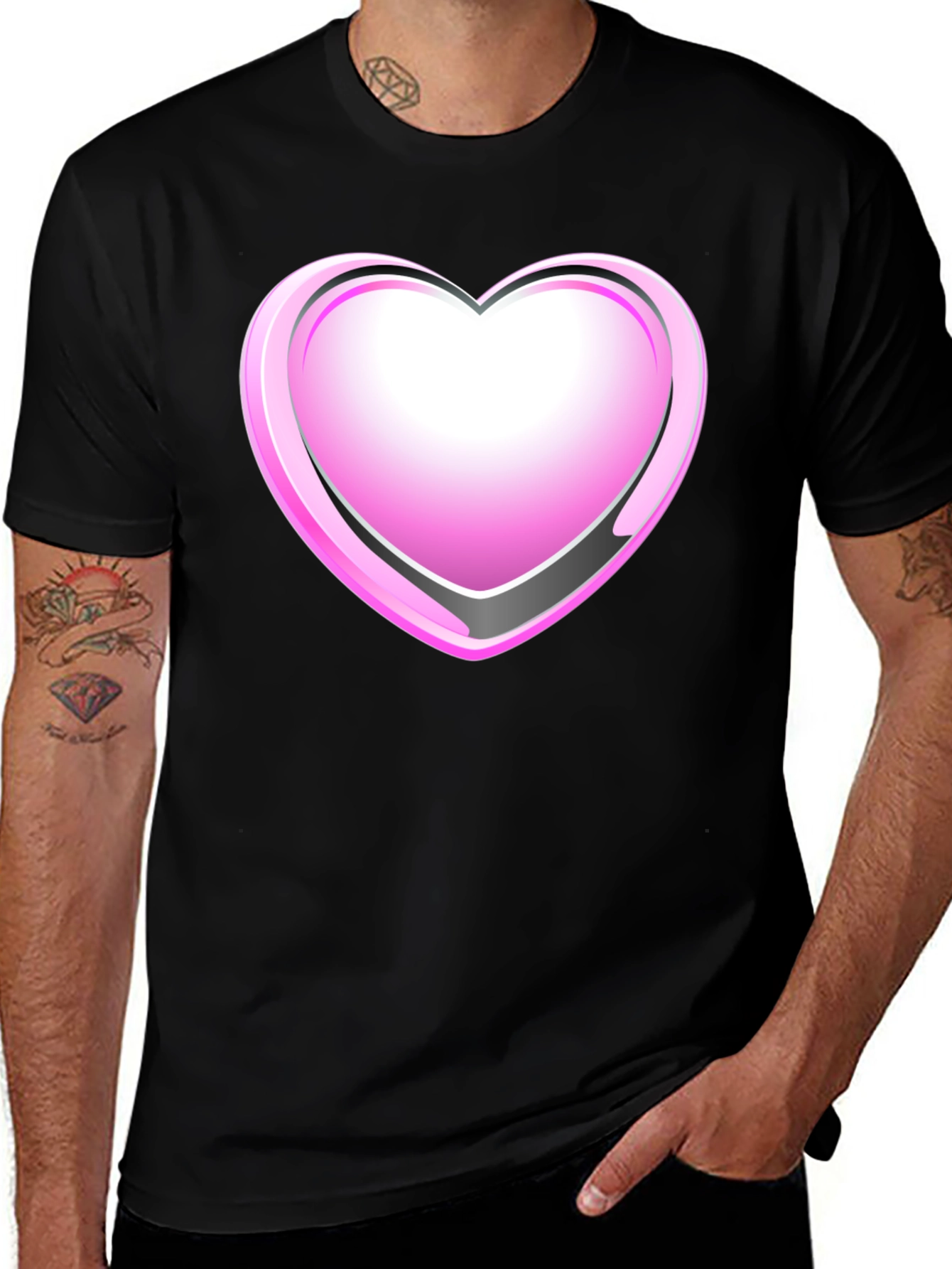 Variant 9 of Black T-Shirt with Pink Heart